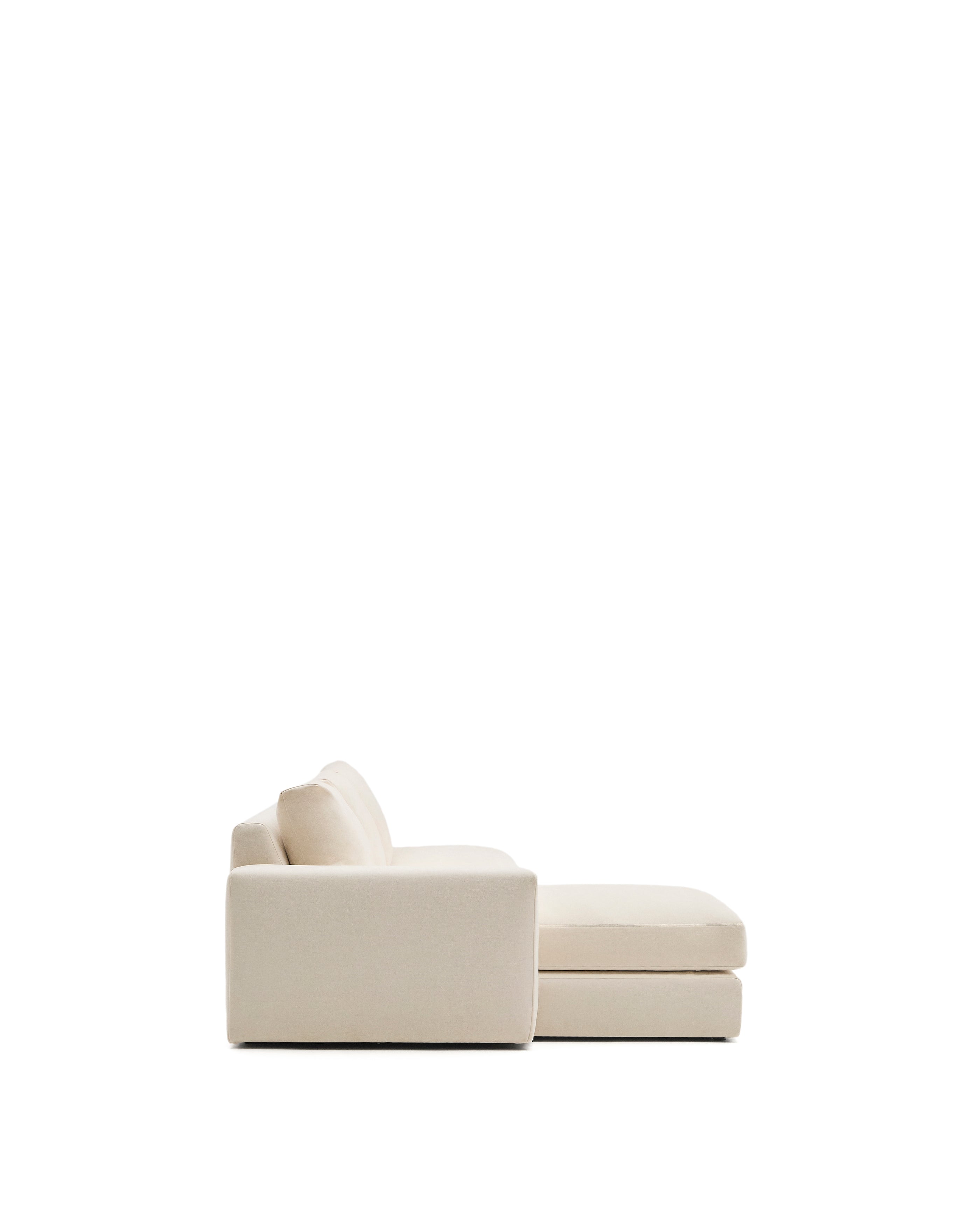 Alea ecru chenille 5-seater modular sofa with left chaise longue and removable cover 340cm - Product Image