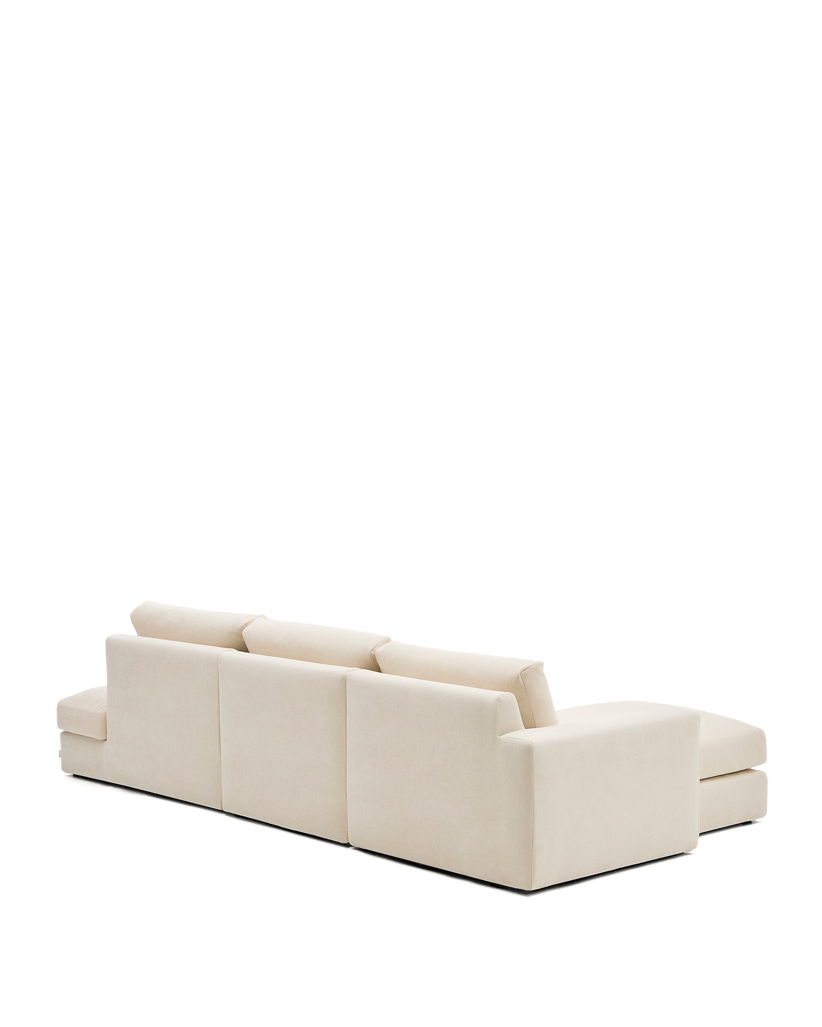 Alea ecru chenille 5-seater modular sofa with left chaise longue and removable cover 340cm - Product Image