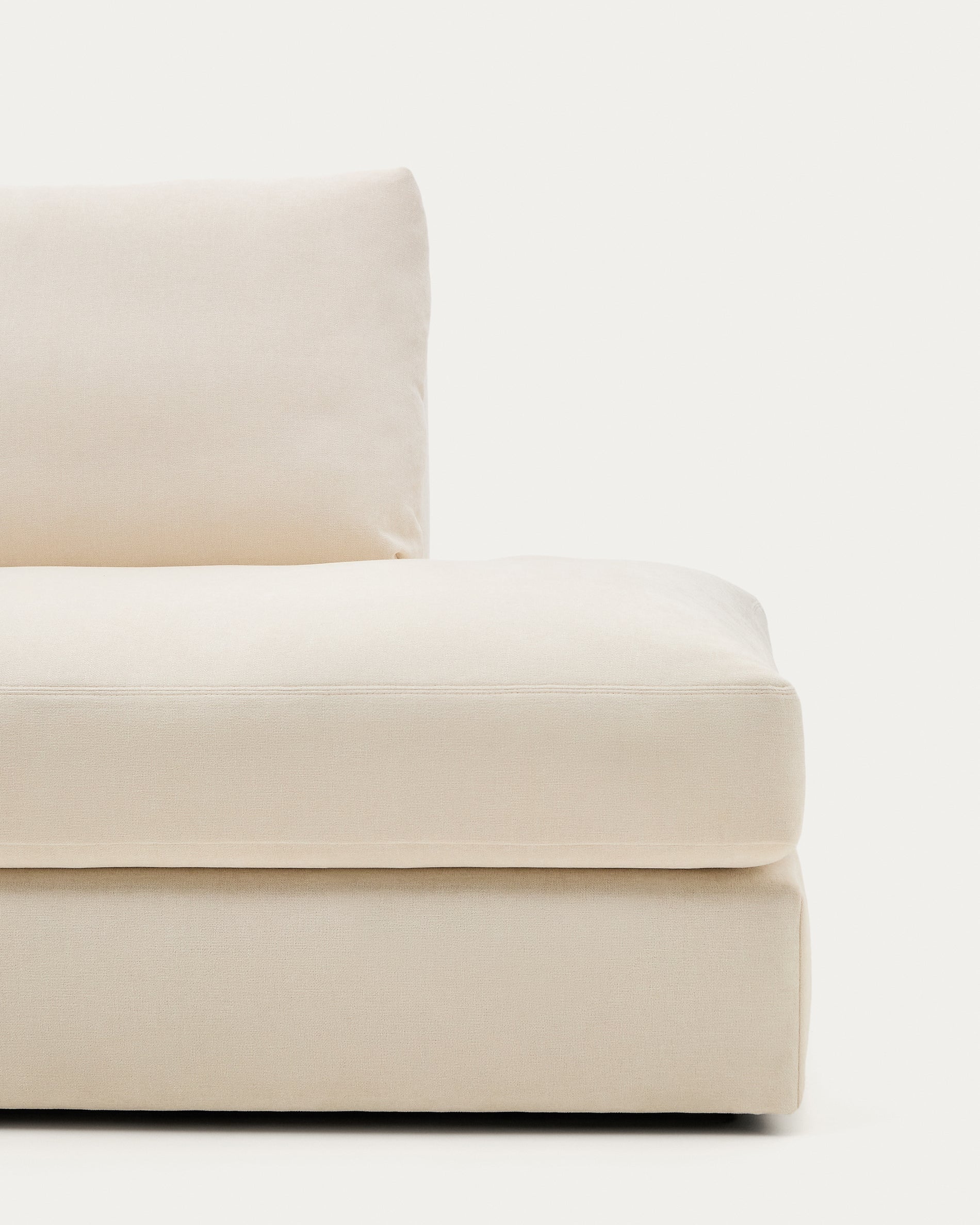 Alea ecru chenille 5-seater modular sofa with left chaise longue and removable cover 340cm - Detail