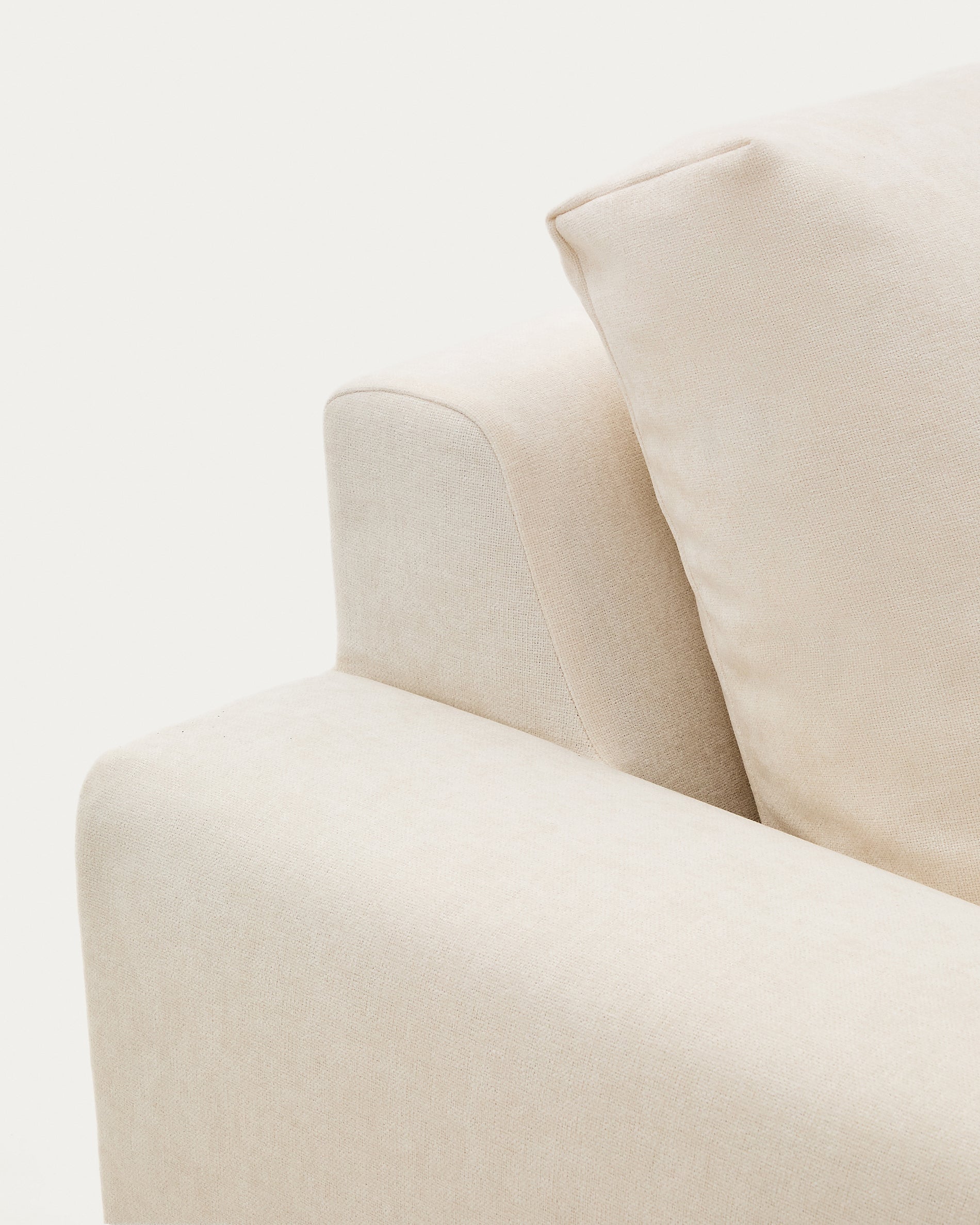 Alea ecru chenille 5-seater modular sofa with left chaise longue and removable cover 340cm - Detail