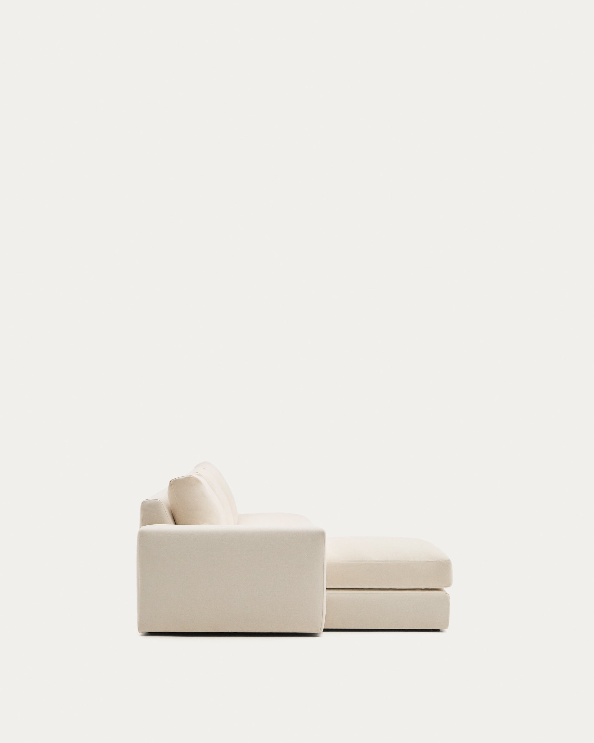 Alea ecru chenille 5-seater modular sofa with left chaise longue and removable cover 340cm - Product View