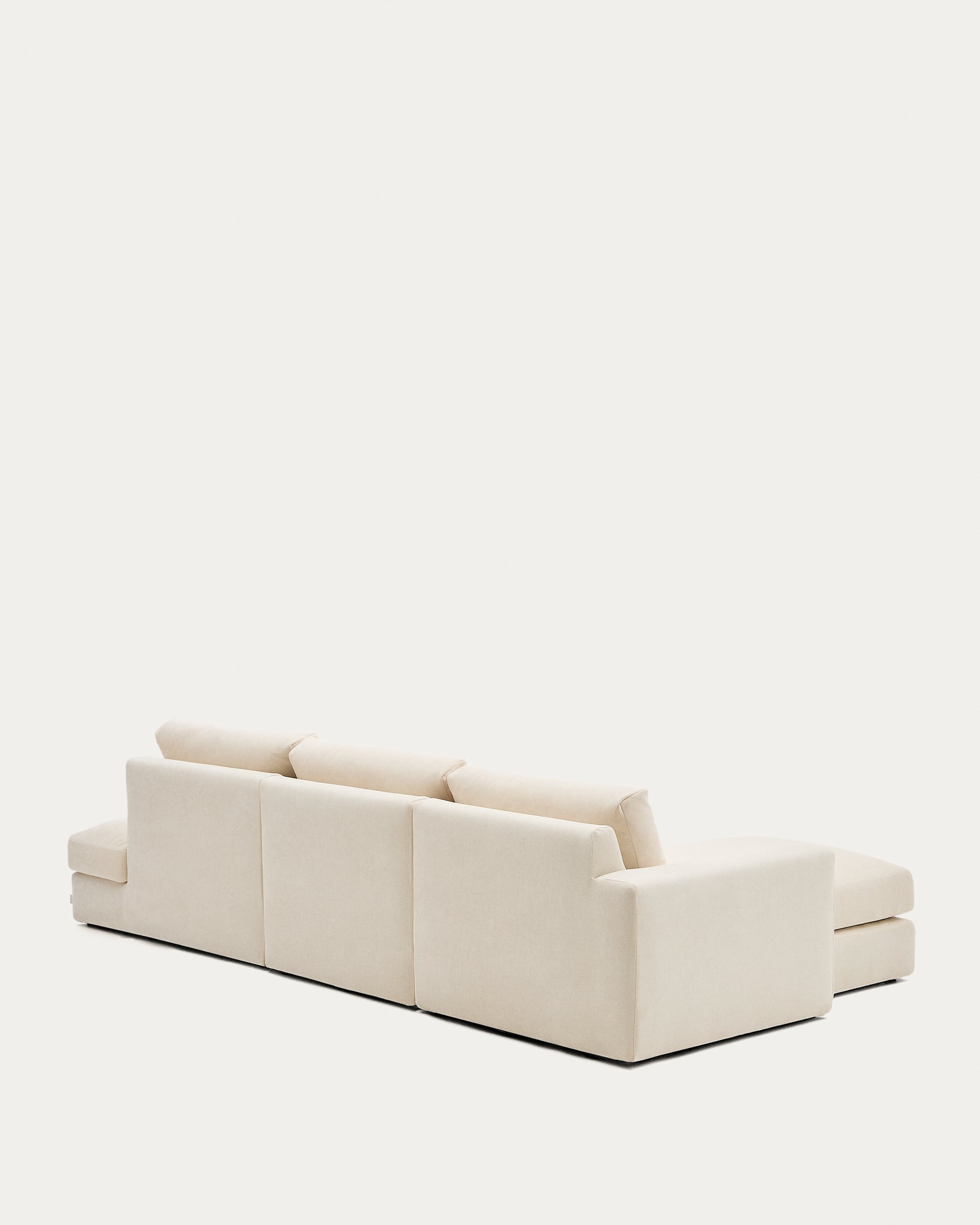 Alea ecru chenille 5-seater modular sofa with left chaise longue and removable cover 340cm - Product View