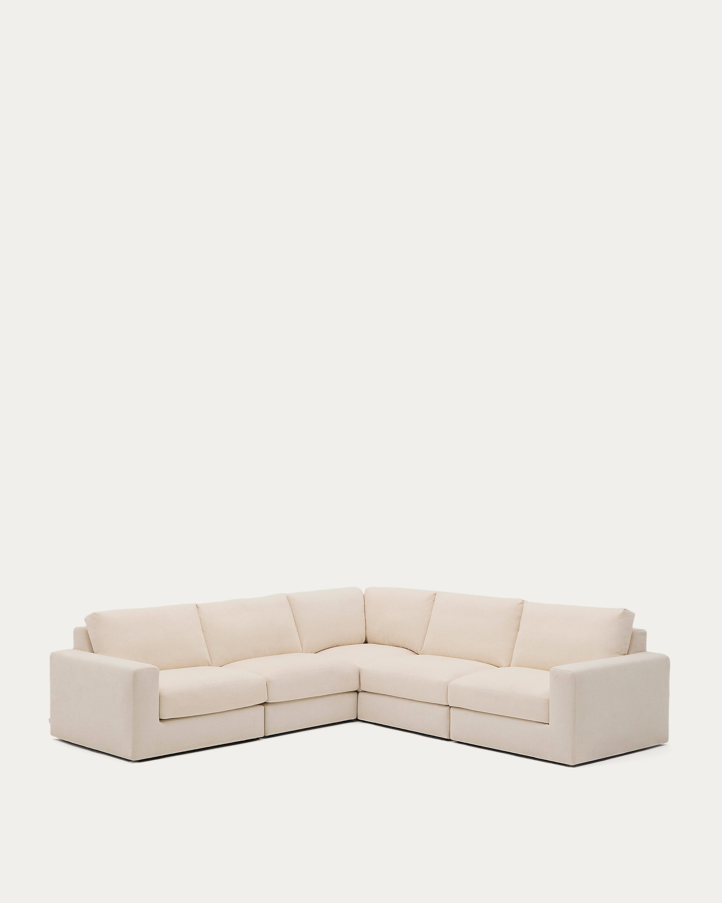 Alea 5-seater modular corner sofa with removable cover in ecru chenille 310 x 310cm - Product View