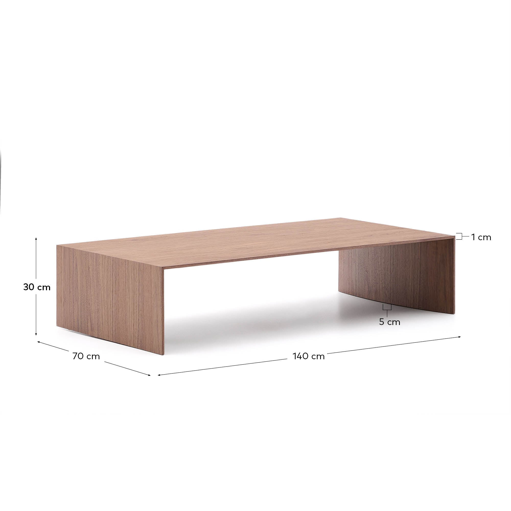 Litto walnut veneer coffee table,  FSC Mix Credit 140 x 70 cm - Measurements
