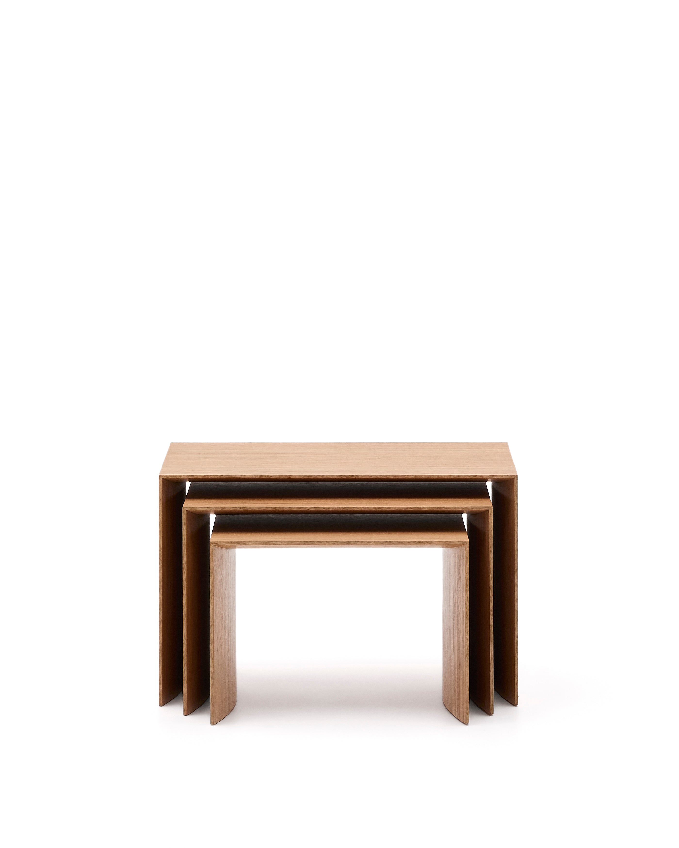 Litto set of 3 oak veneer nesting tables FSC Mix Credit 60 x 40 / 51 x 36 / 42 x 31 cm - Product Image