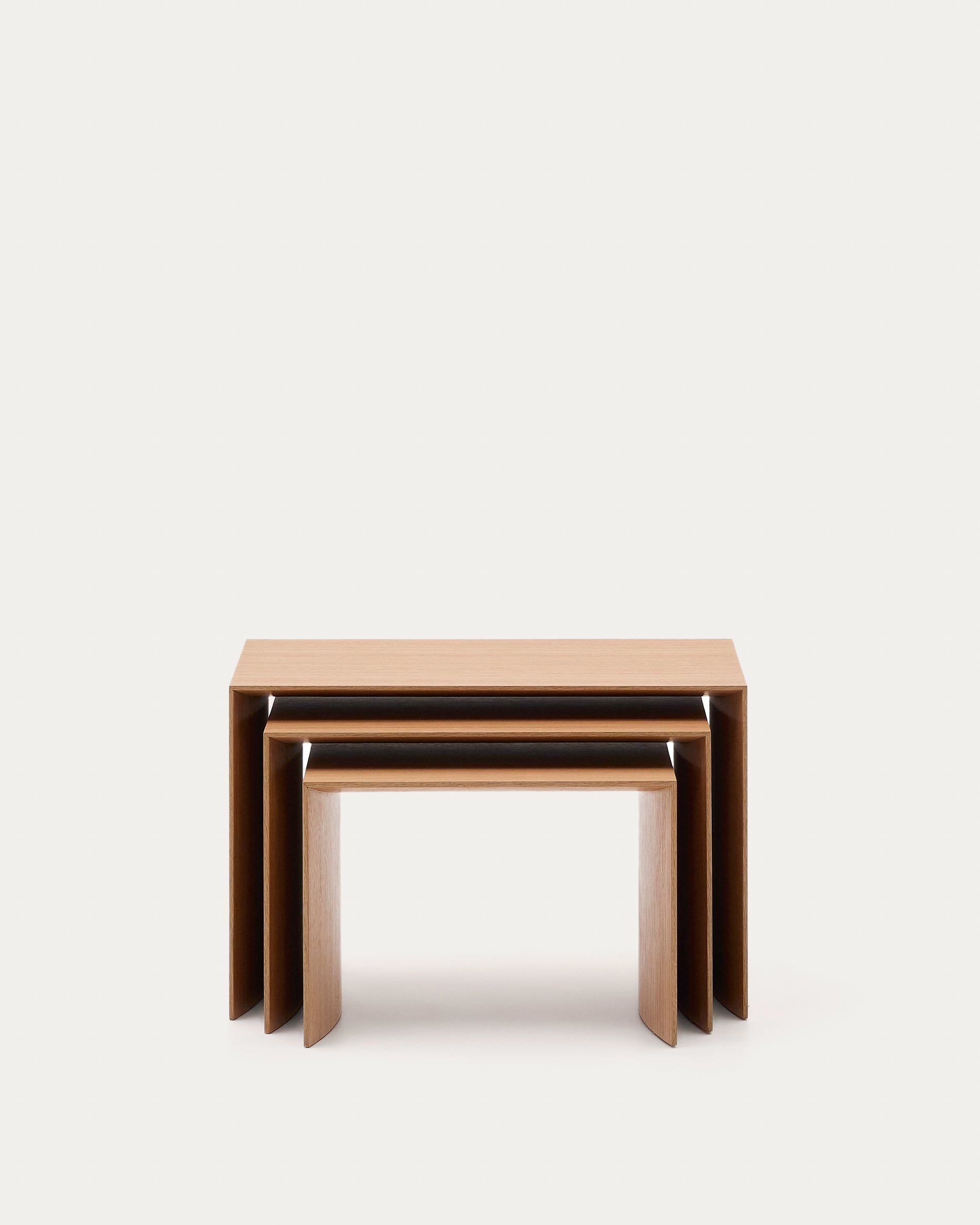Litto set of 3 oak veneer nesting tables 60 x 40 / 51 x 36 / 42 x 31 cm - Product View