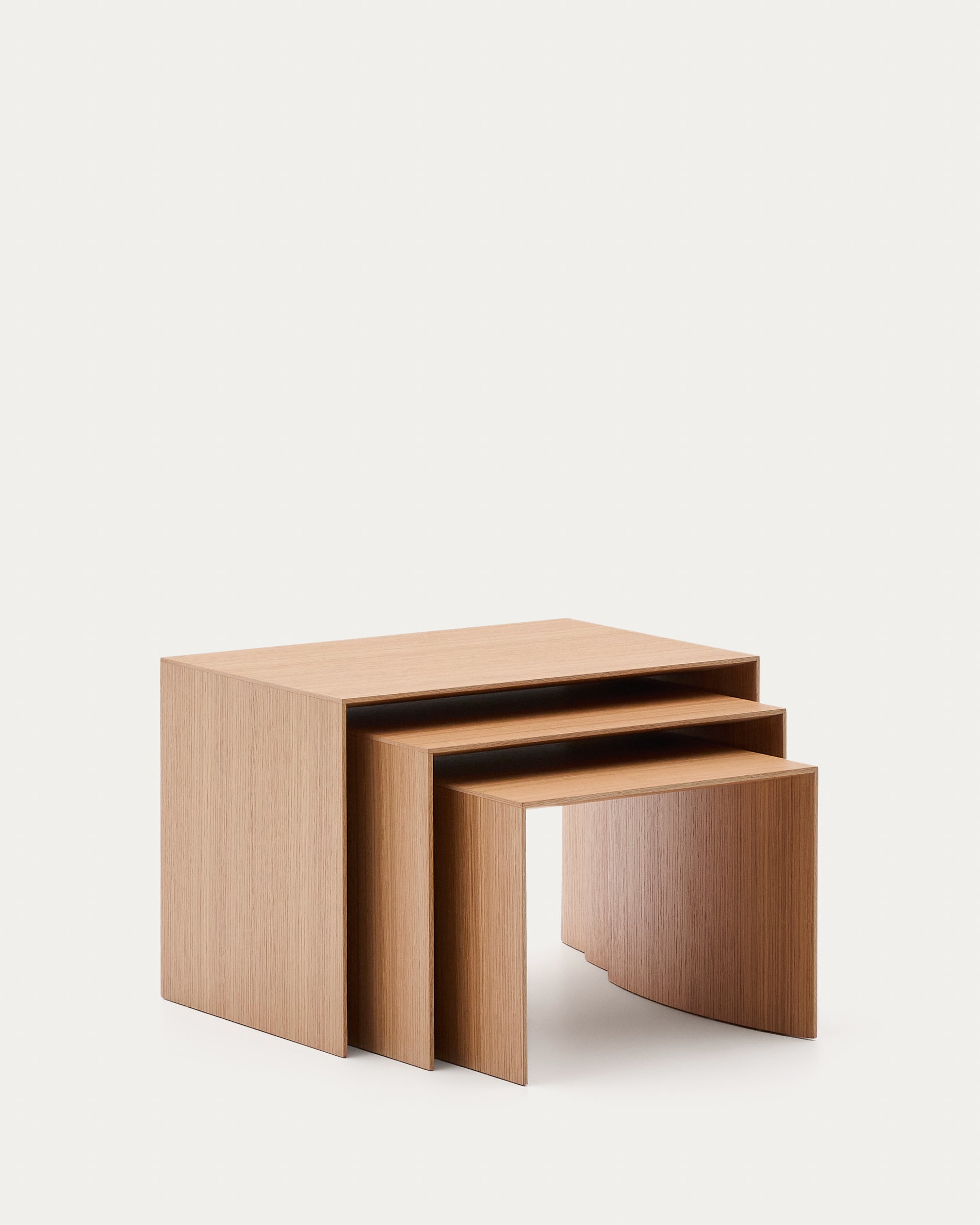 Litto set of 3 oak veneer nesting tables 60 x 40 / 51 x 36 / 42 x 31 cm - Product View