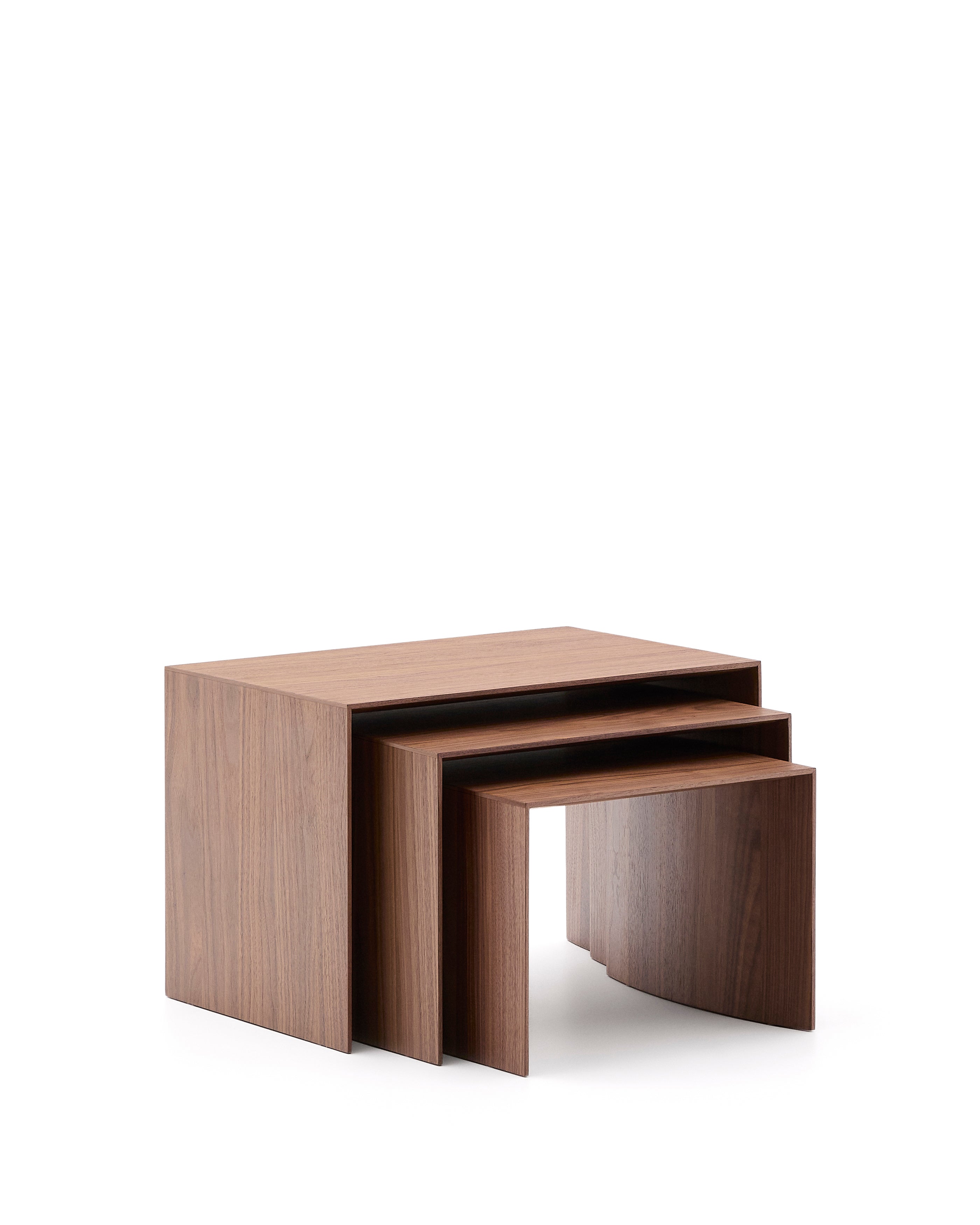 Litto set of 3 walnut veneer FSC Mix Credit nesting tables 60 x 40 / 51 x 36 / 42 x 31 cm - Product Image
