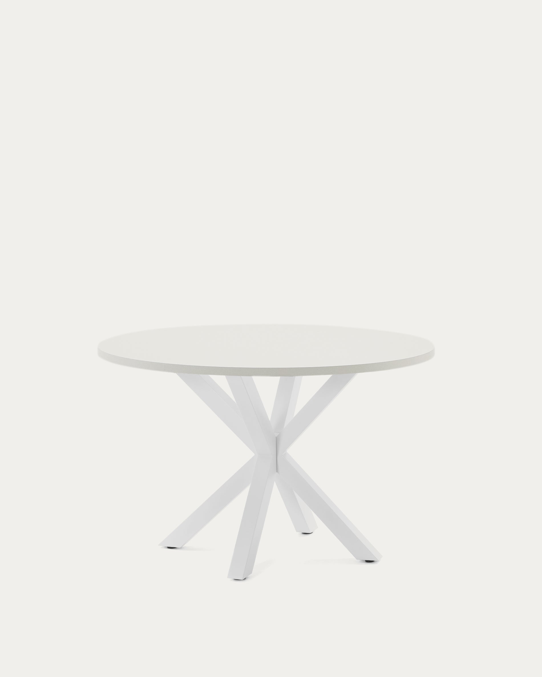 Argo round table with white melamine top and white-finished steel legs, Ø120 cm - Product View