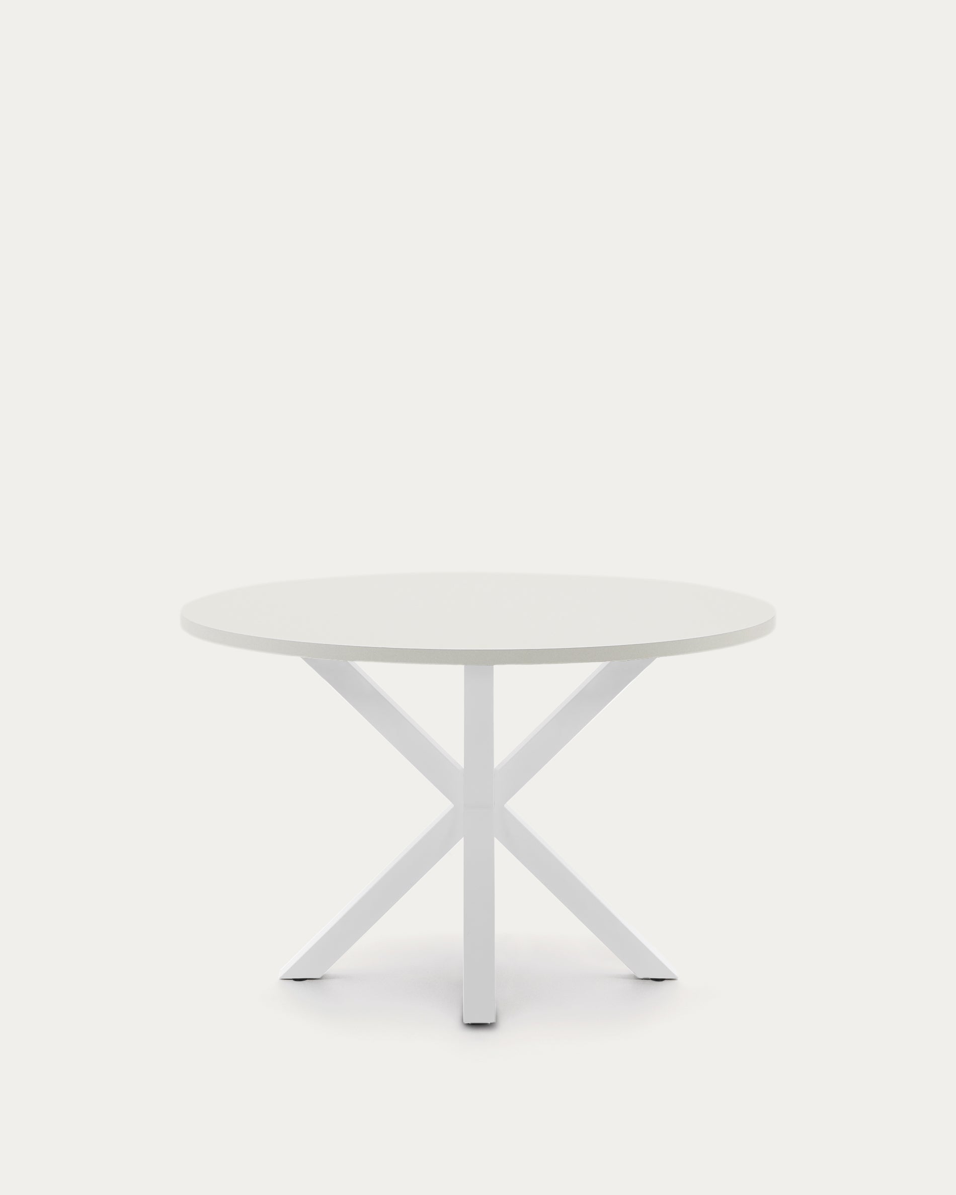 Argo round table with white melamine top and white-finished steel legs, Ø120 cm - Product View