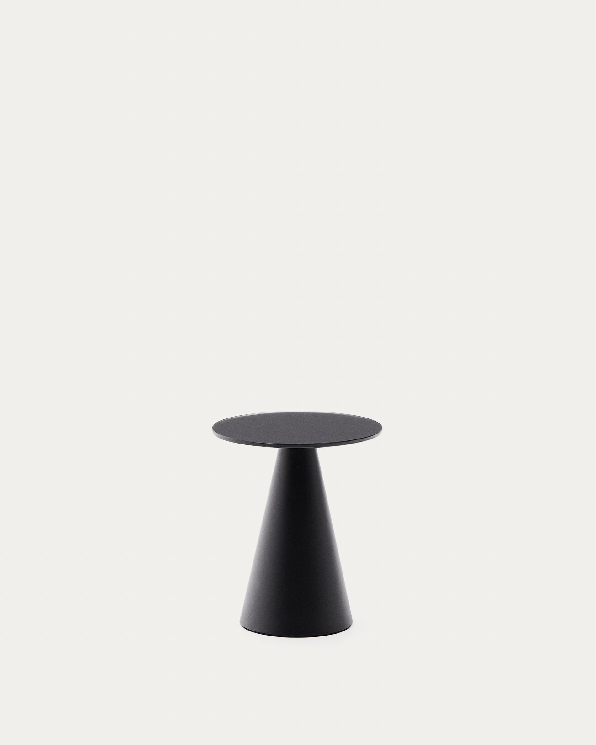 Wilshire side table with frosted tempered glass and steel with matt black painted finish Ø35cm - Product View