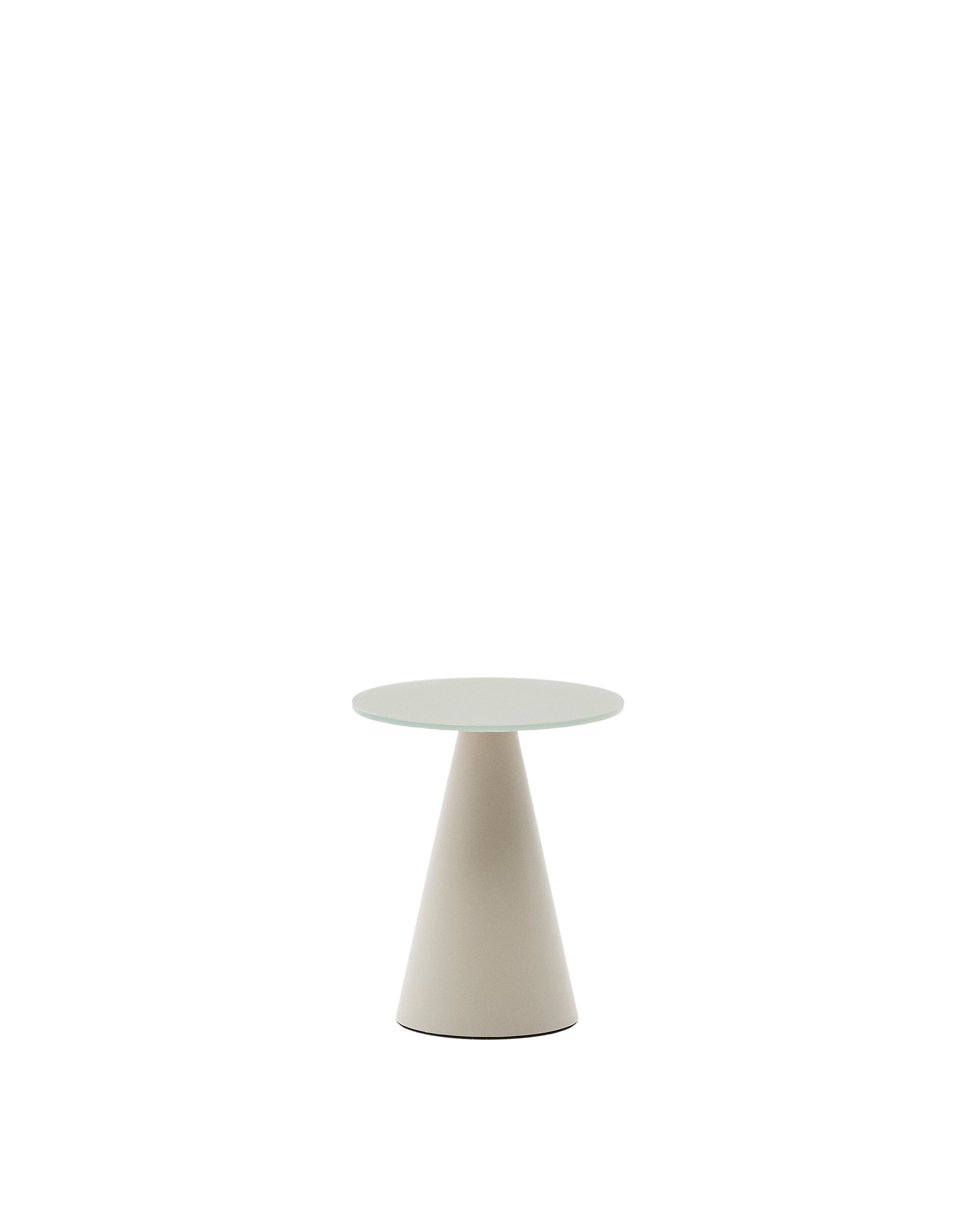 Wilshire side table with frosted tempered glass and steel with matt grey painted finish Ø35cm - Product Image