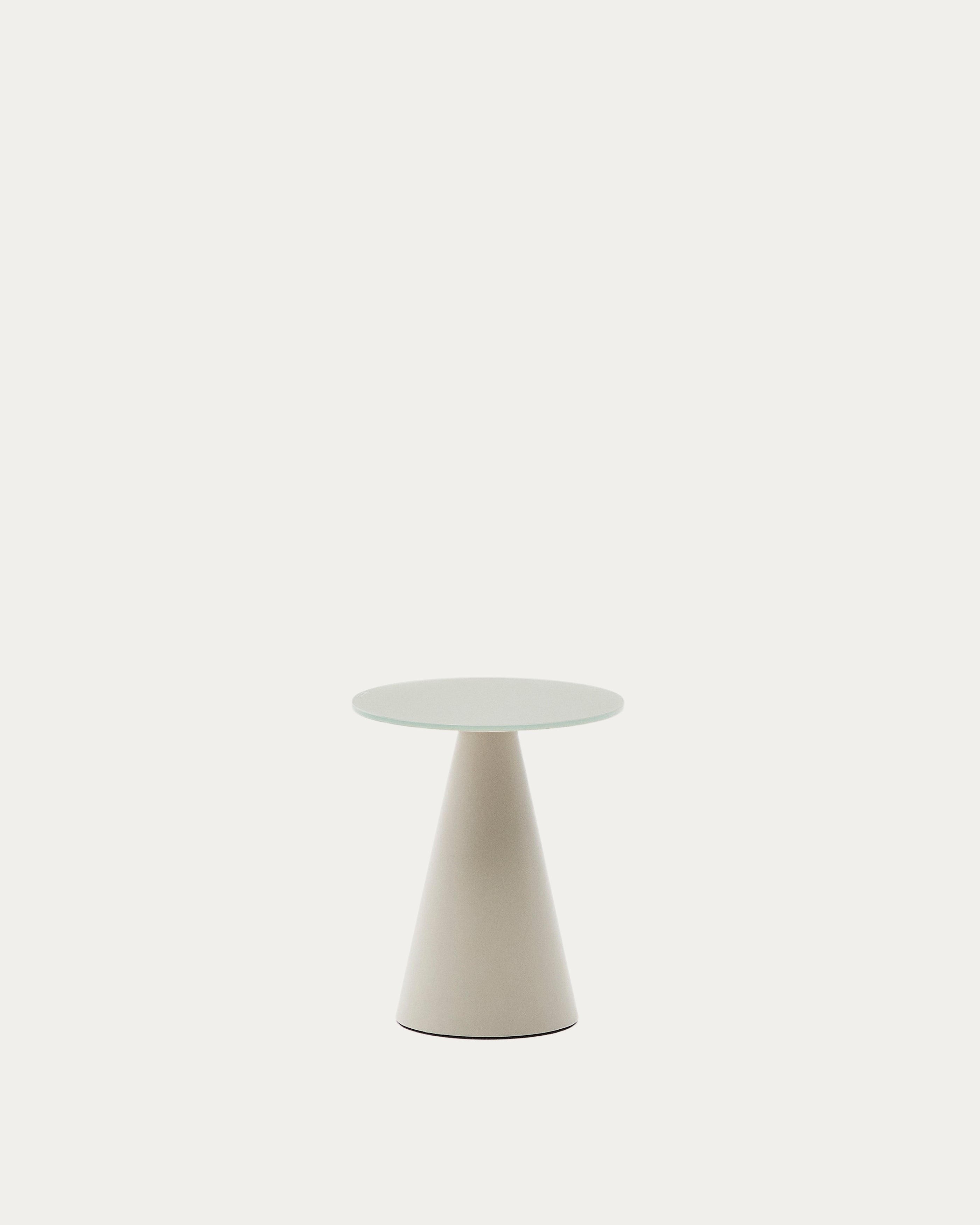 Wilshire side table with frosted tempered glass and steel with matt grey painted finish Ø35cm - Product View