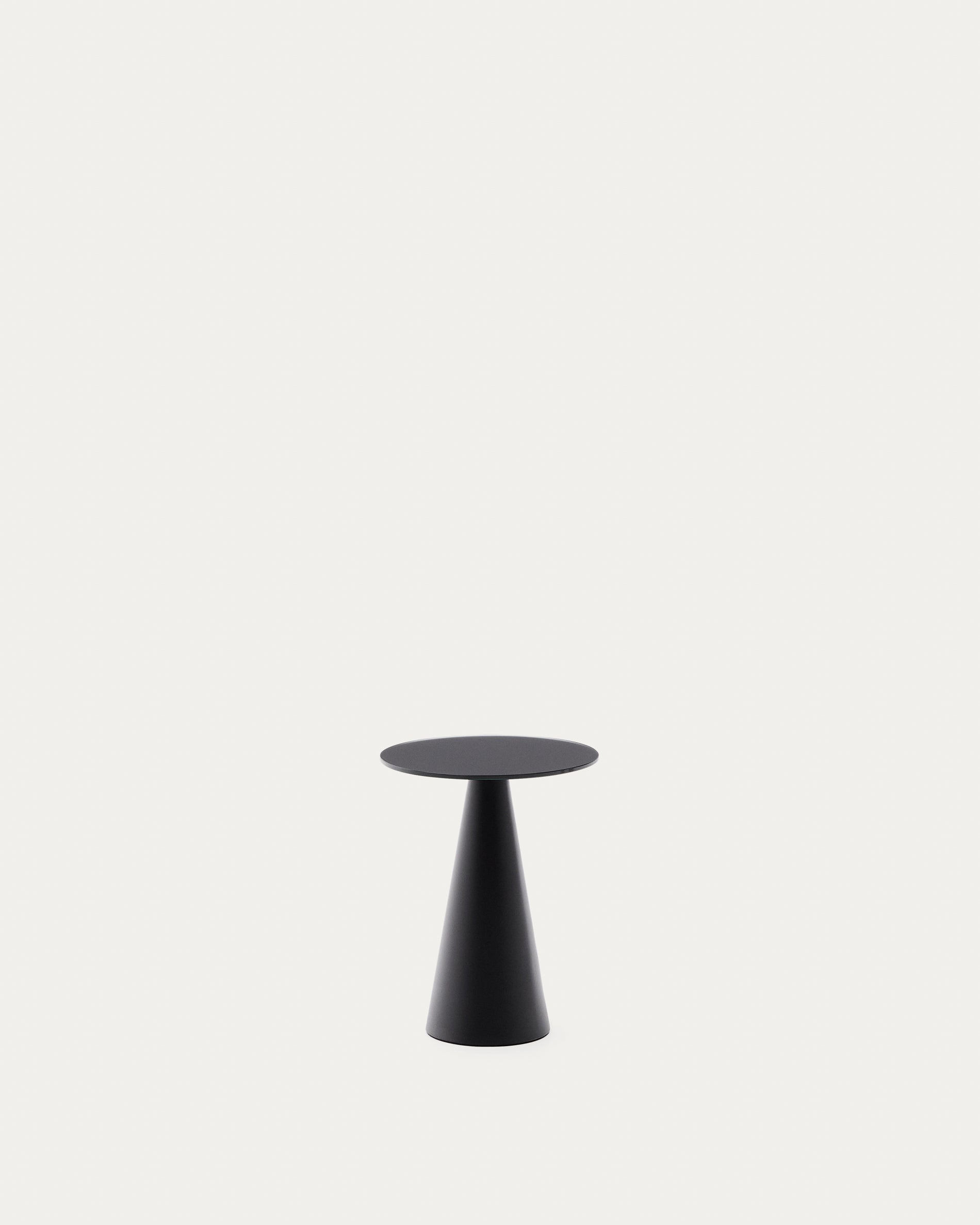 Wilshire side table with frosted tempered glass and steel with matt black painted finish Ø30cm - Product View
