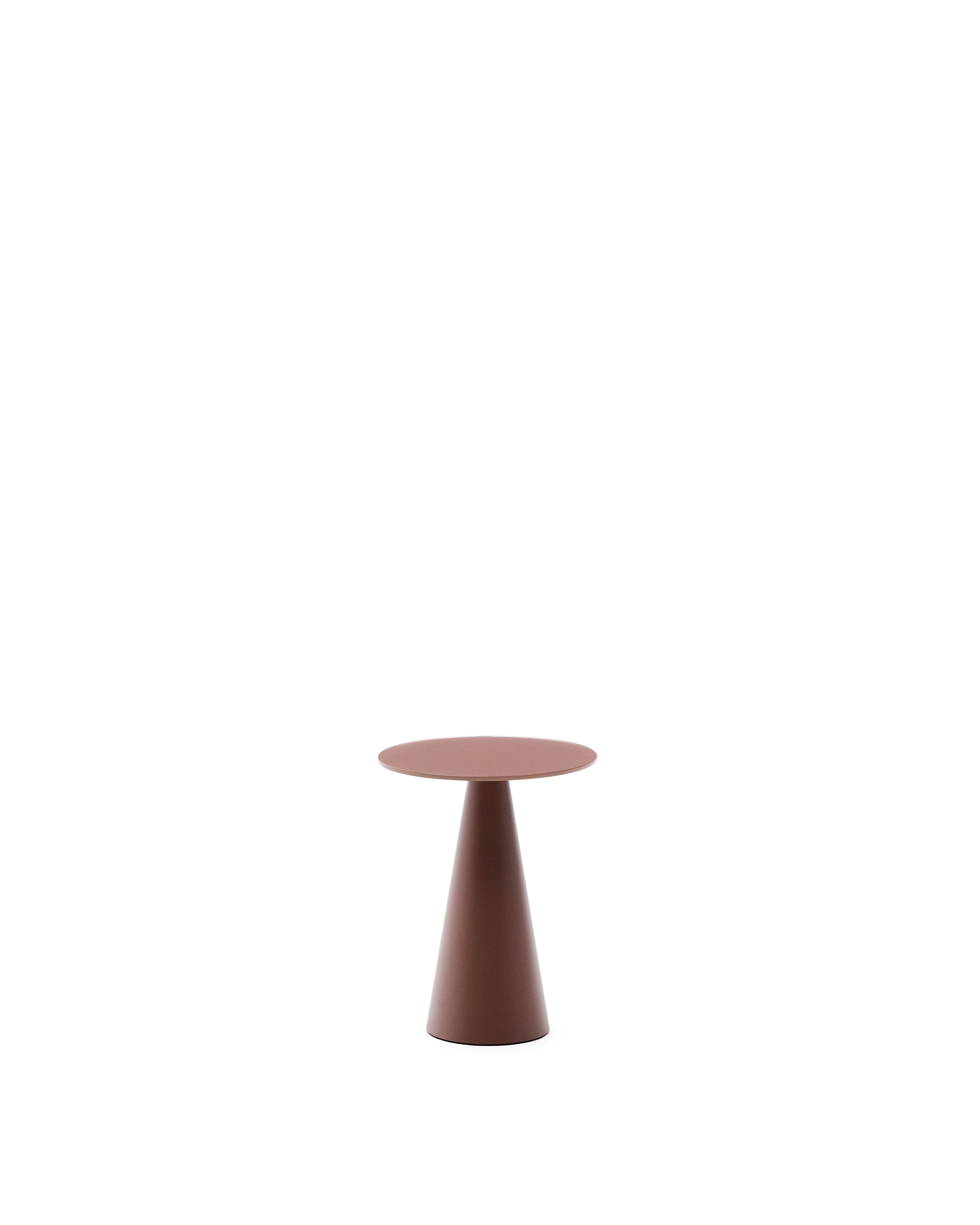 Wilshire  side table with frosted tempered glass and matt terracotta painted steel finish Ø30cm - Product Image