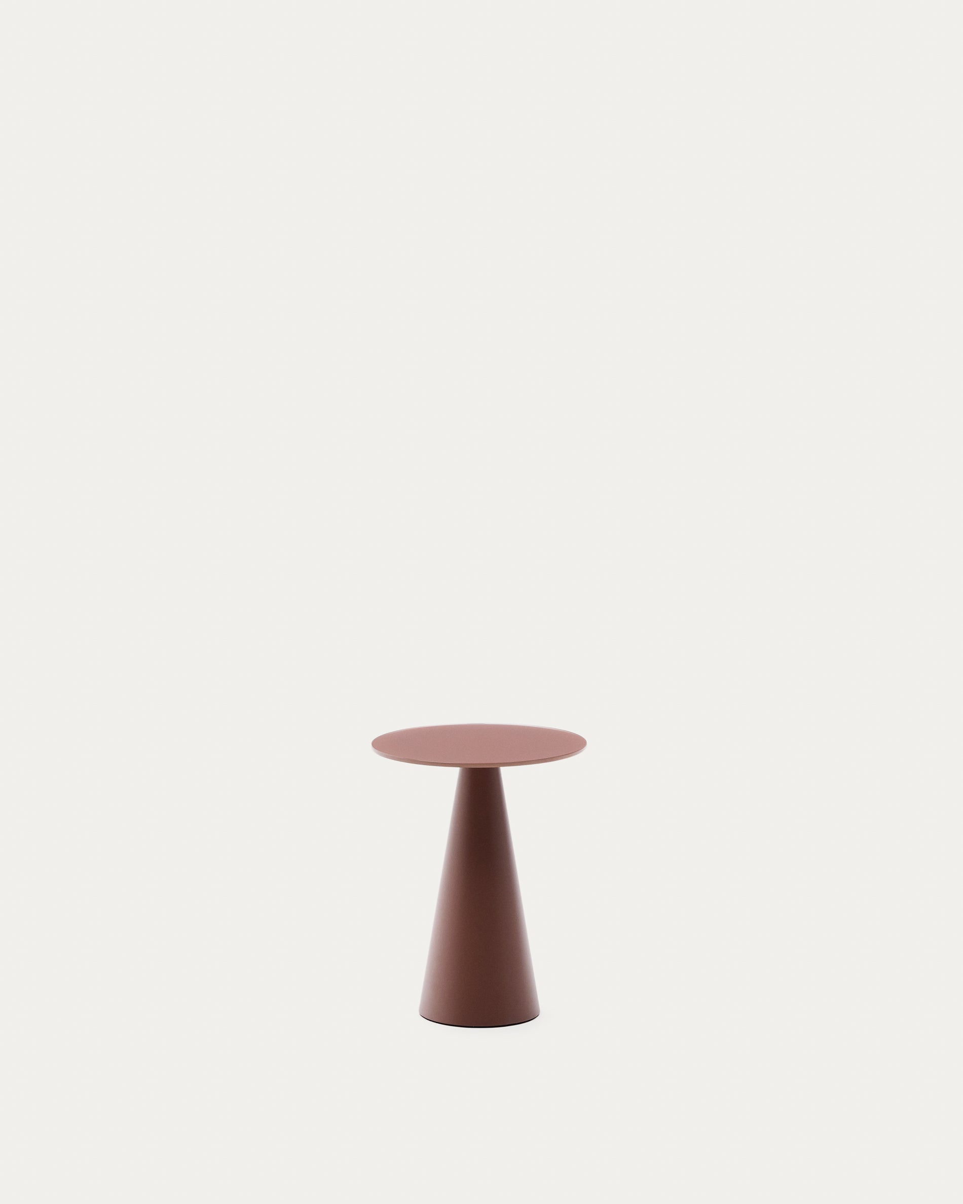 Wilshire  side table with frosted tempered glass and matt terracotta painted steel finish Ø30cm - Product View