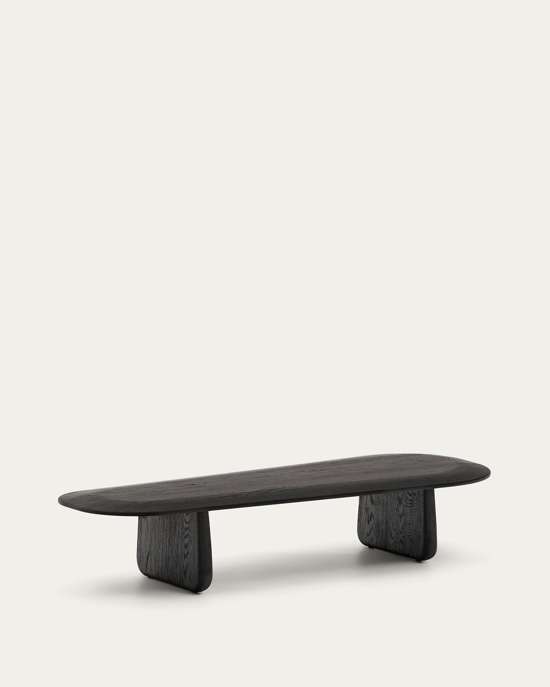 Pirita coffee table in solid oak, black surface, 146 x 56.5 cm, FSC 100% certified.