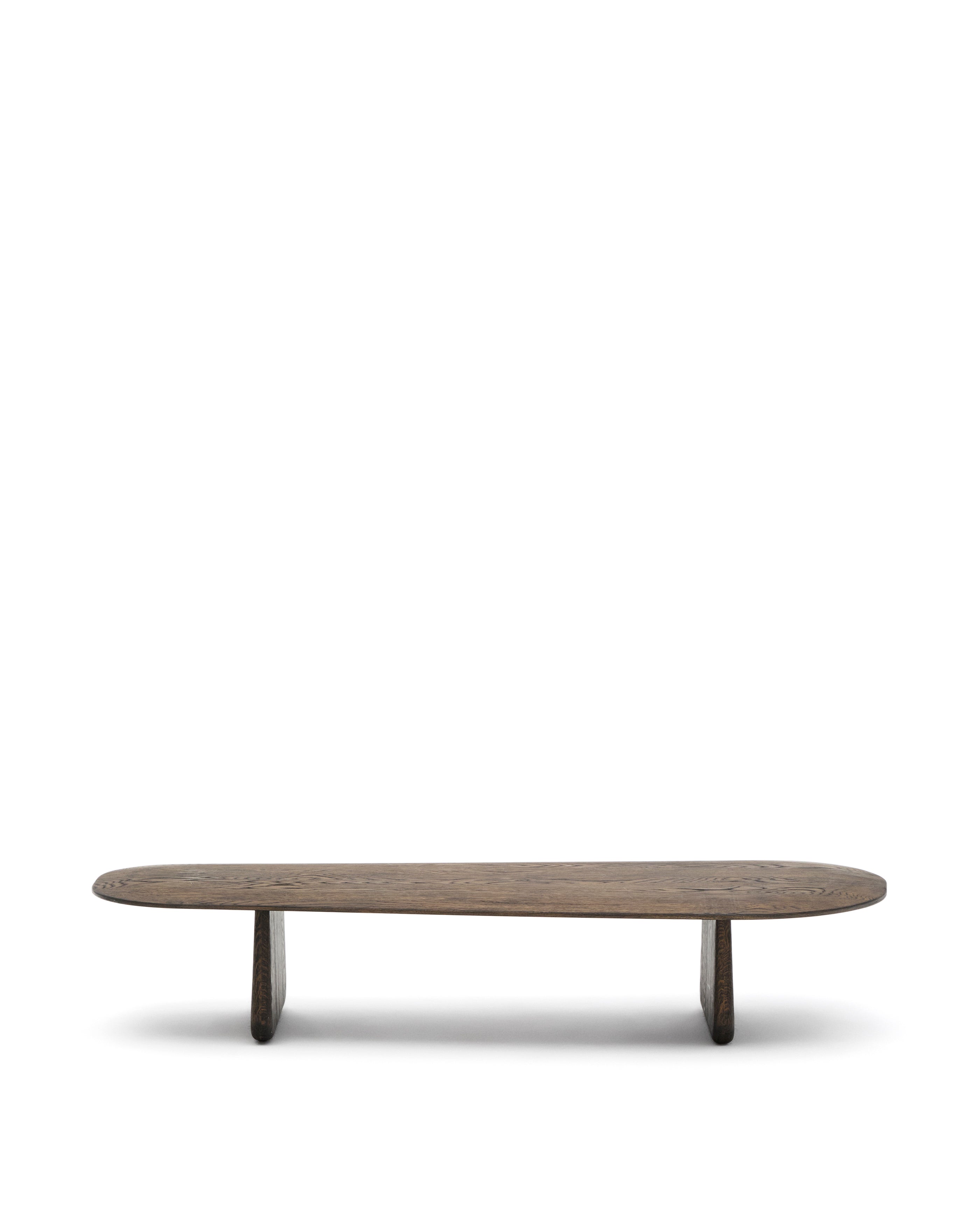Pirita coffee table made from solid oak wood in a dark finish, 146 x 56.5 cm FSC 100% - Product Image