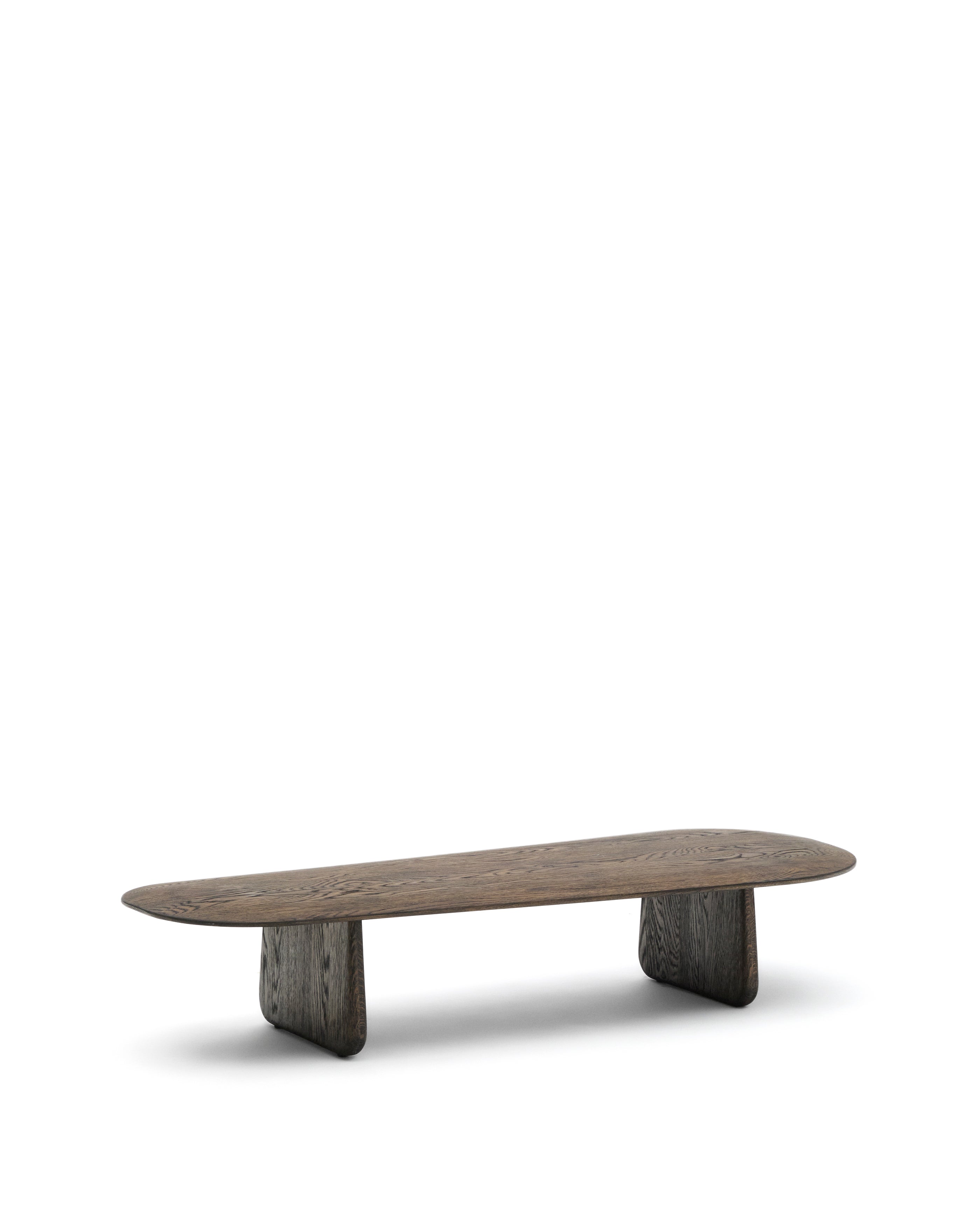 Pirita coffee table made from solid oak wood in a dark finish, 146 x 56.5 cm FSC 100% - Product Image