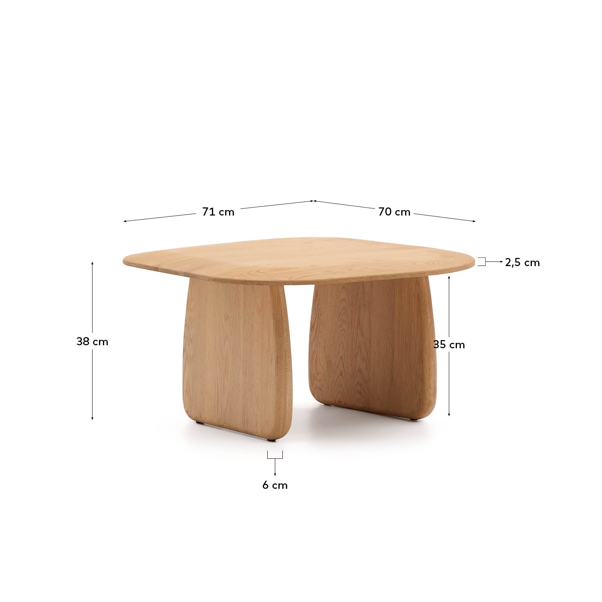 Pirita side table made from solid oak wood in a natural finish, 70.6 x 70 cm FSC 100% - Measurements