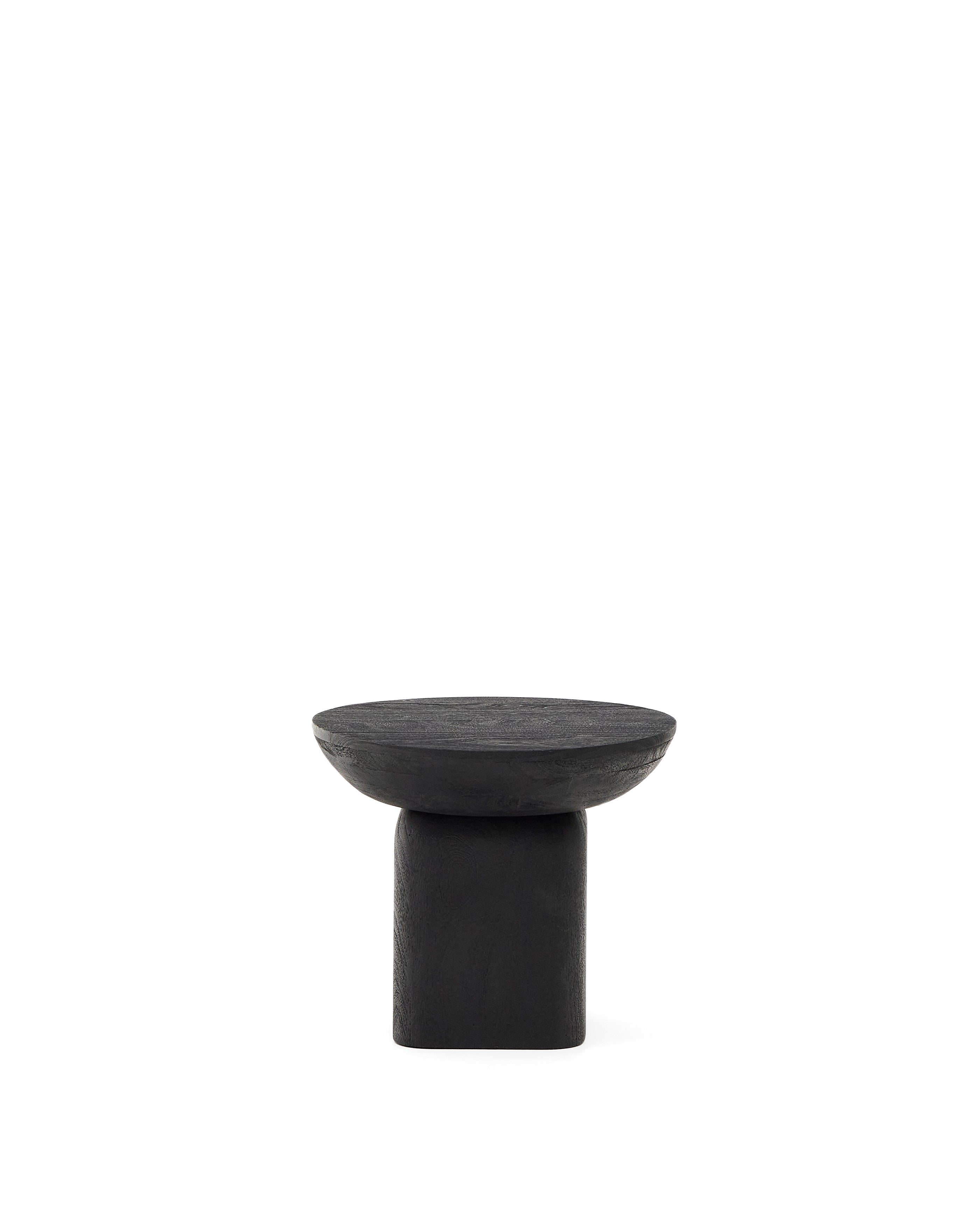 Ovak side table in solid acacia wood with black finish FSC 100% Ø50cm - Product Image
