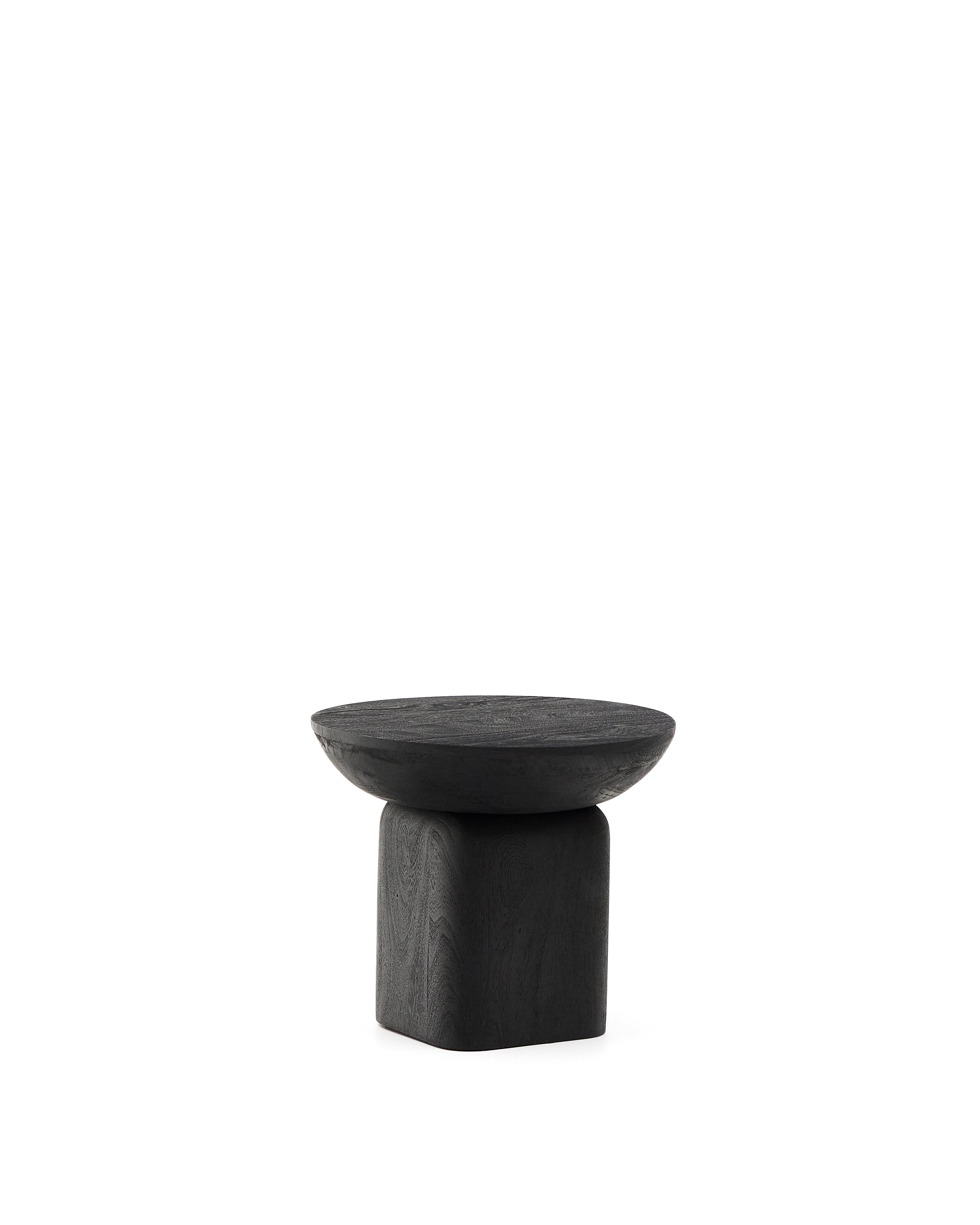 Ovak side table in solid acacia wood with black finish FSC 100% Ø50cm - Product Image