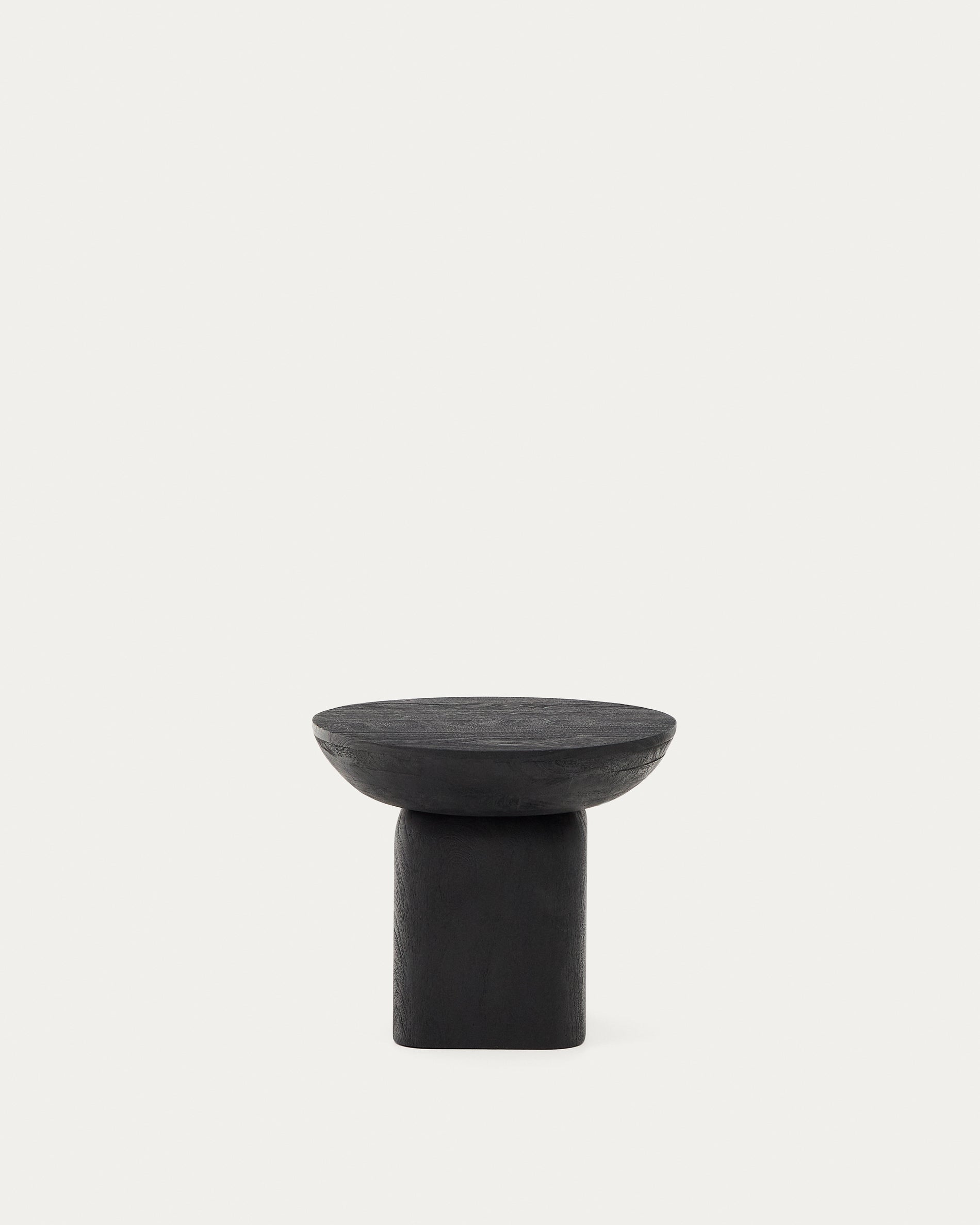 Ovak side table in solid acacia wood with black finish FSC 100% Ø50cm - Product View