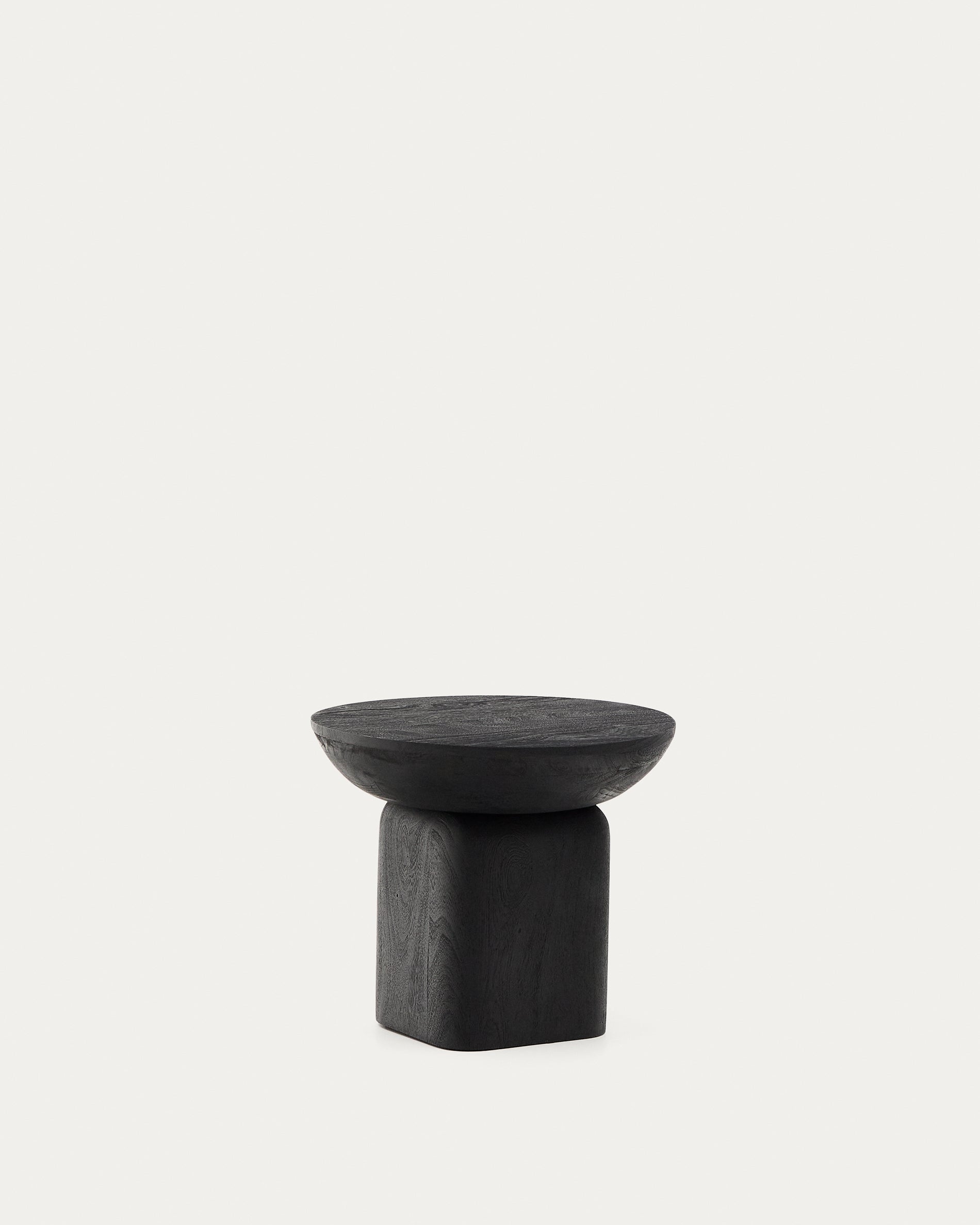 Ovak side table in solid acacia wood with black finish FSC 100% Ø50cm - Product View