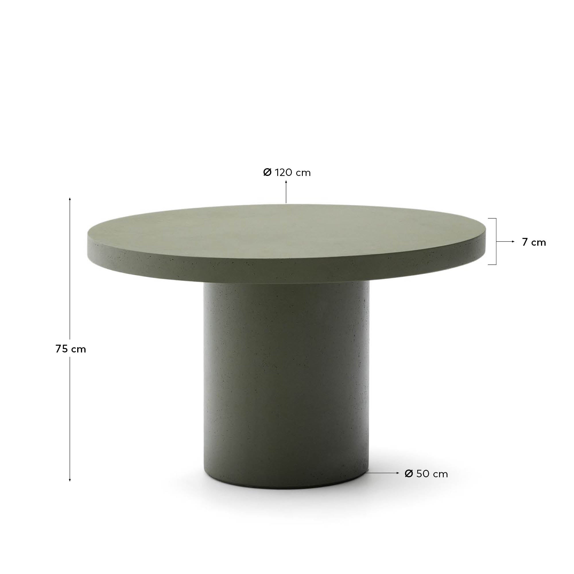 Aiguablava green cement round table Ø120cm - Measurements