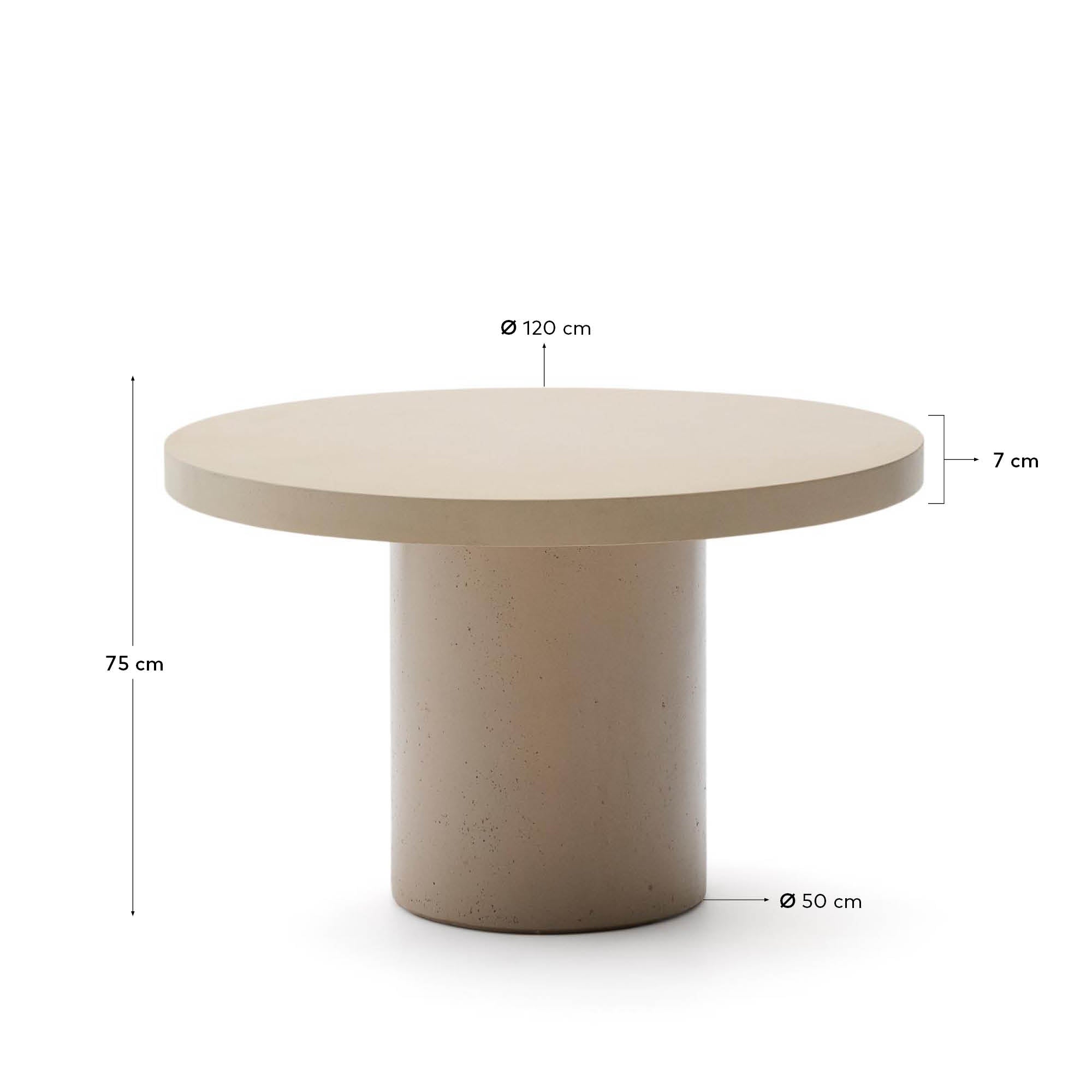 Aiguablava beige cement round table Ø120cm - Measurements