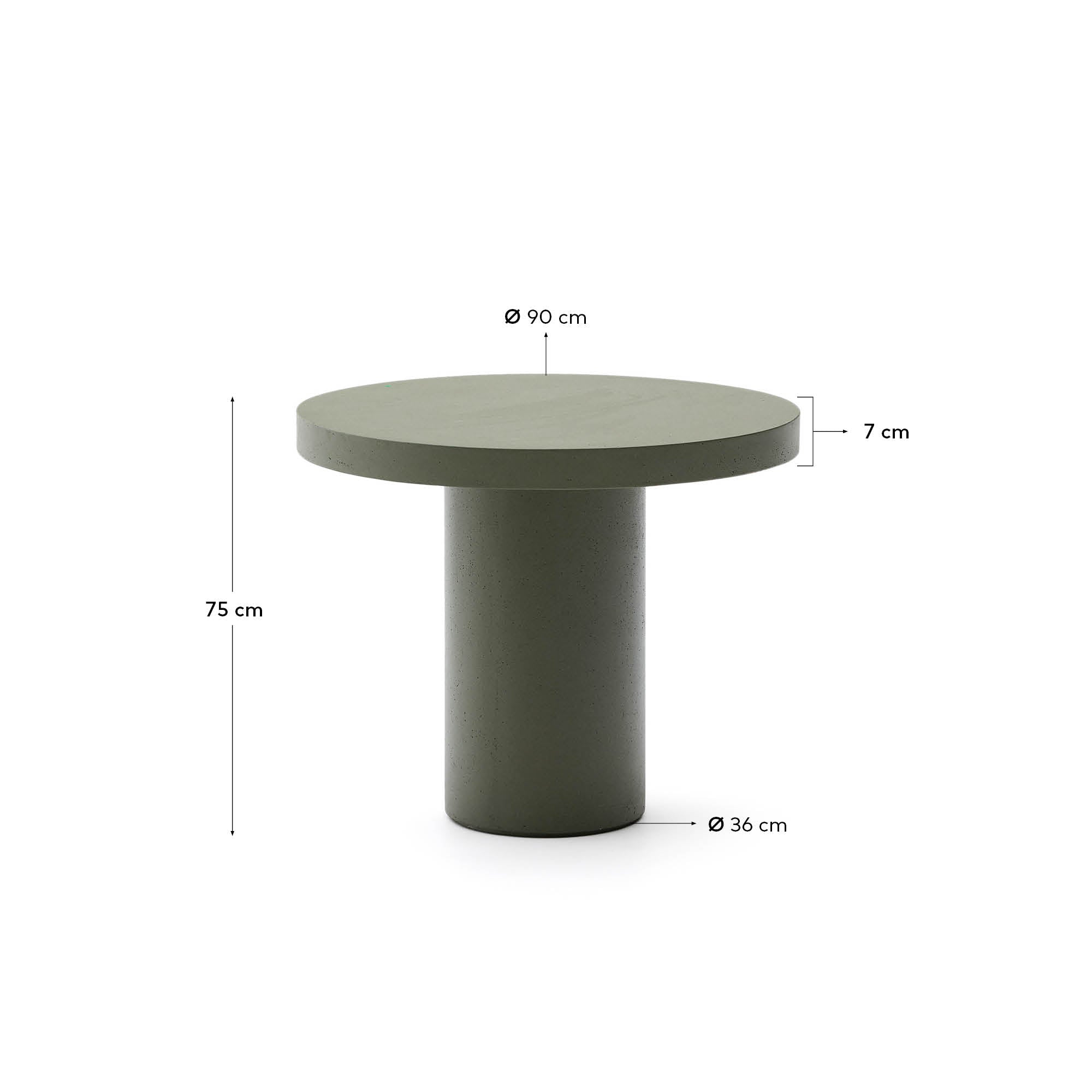 Aiguablava green cement round table Ø90cm - Measurements