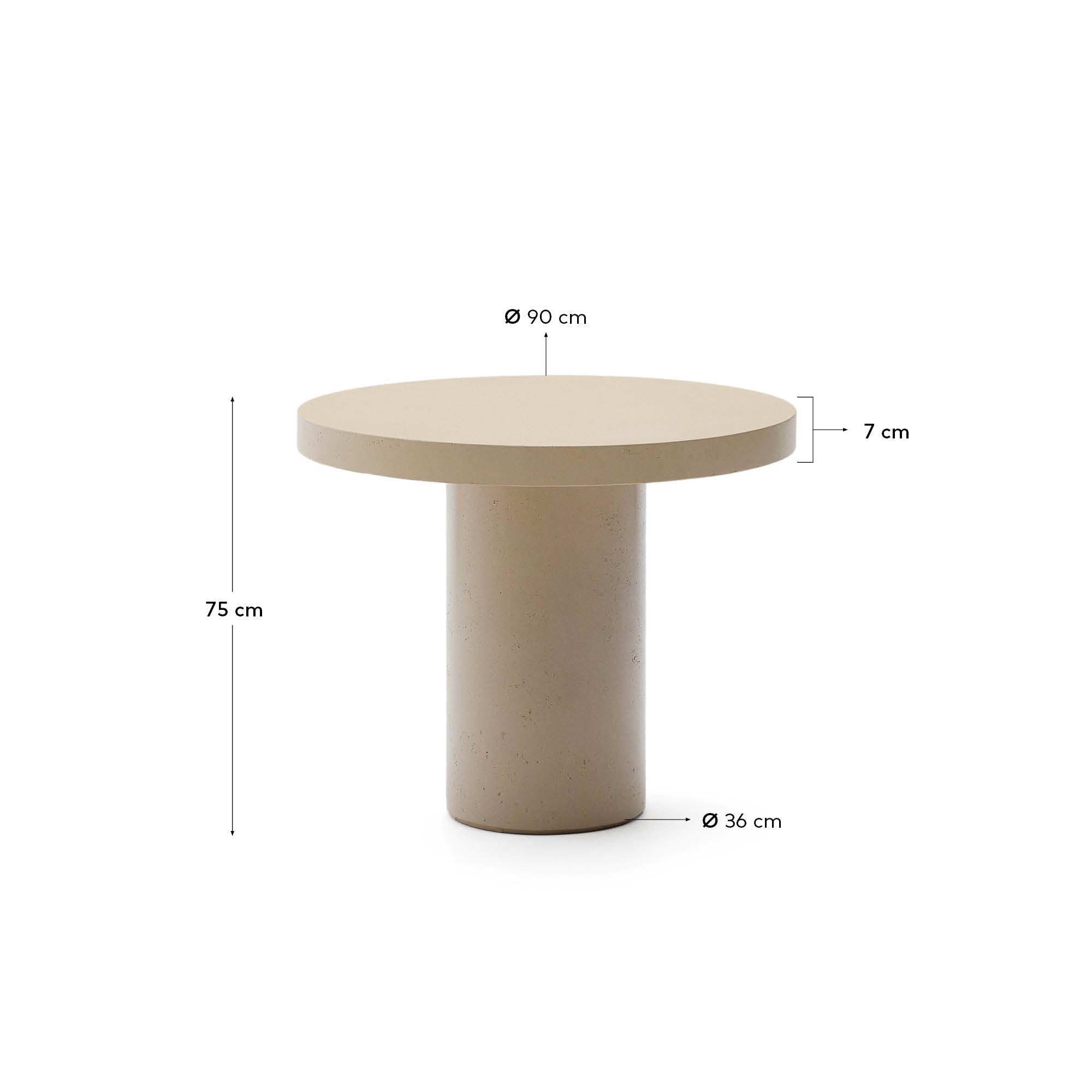 Aiguablava beige cement round table Ø90cm - Measurements