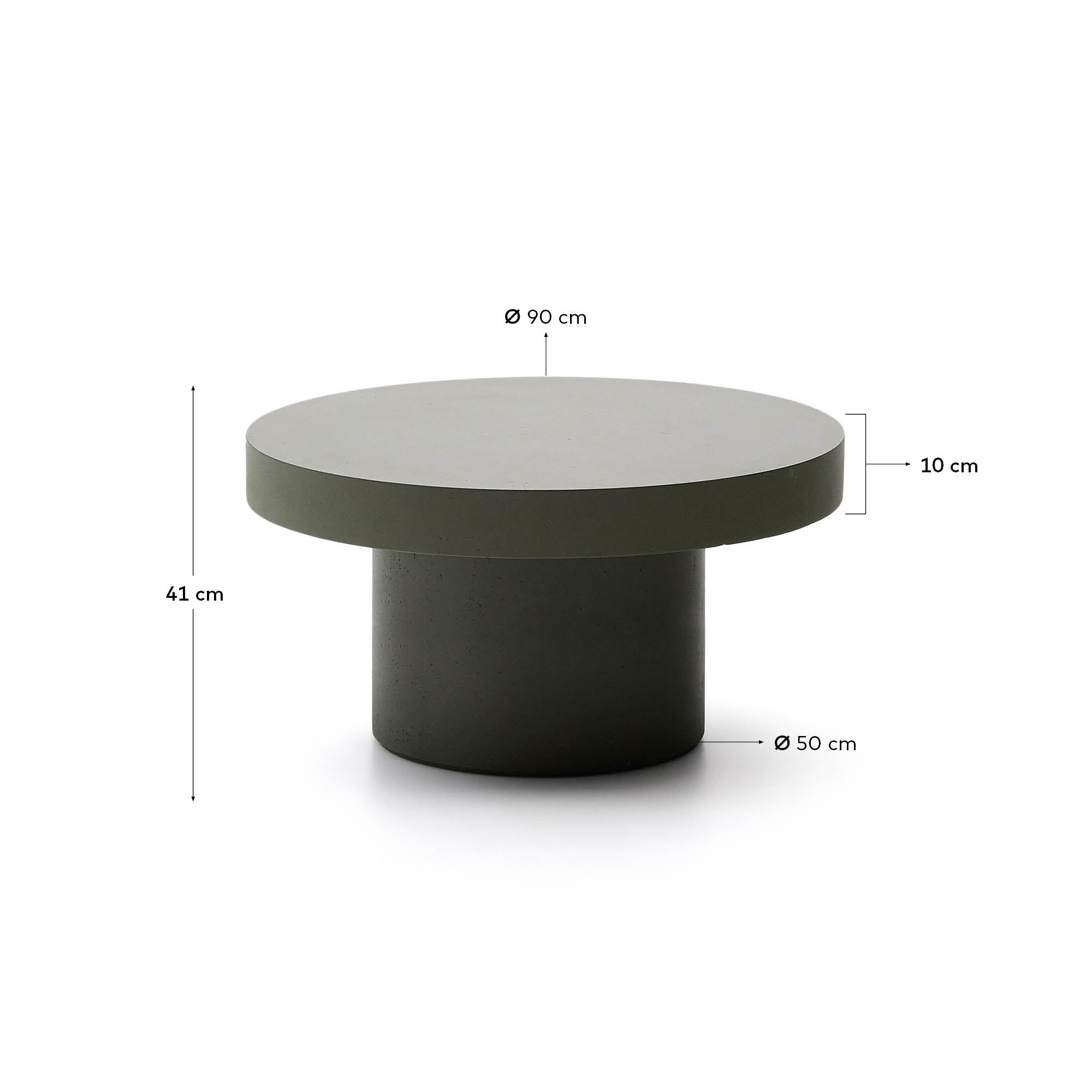 Aiguablava green cement coffee table Ø90cm - Measurements