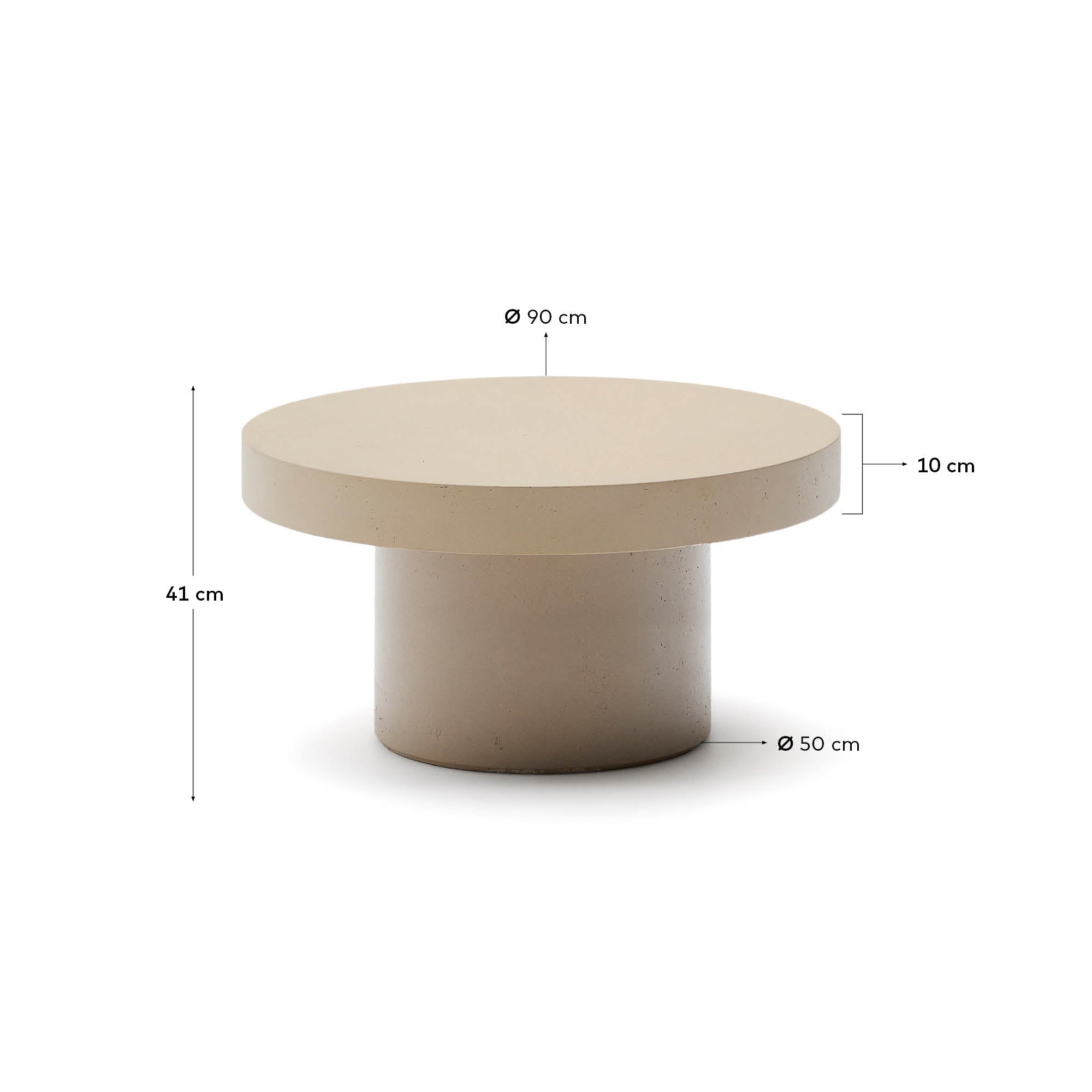 Aiguablava beige cement coffee table Ø90cm - Measurements