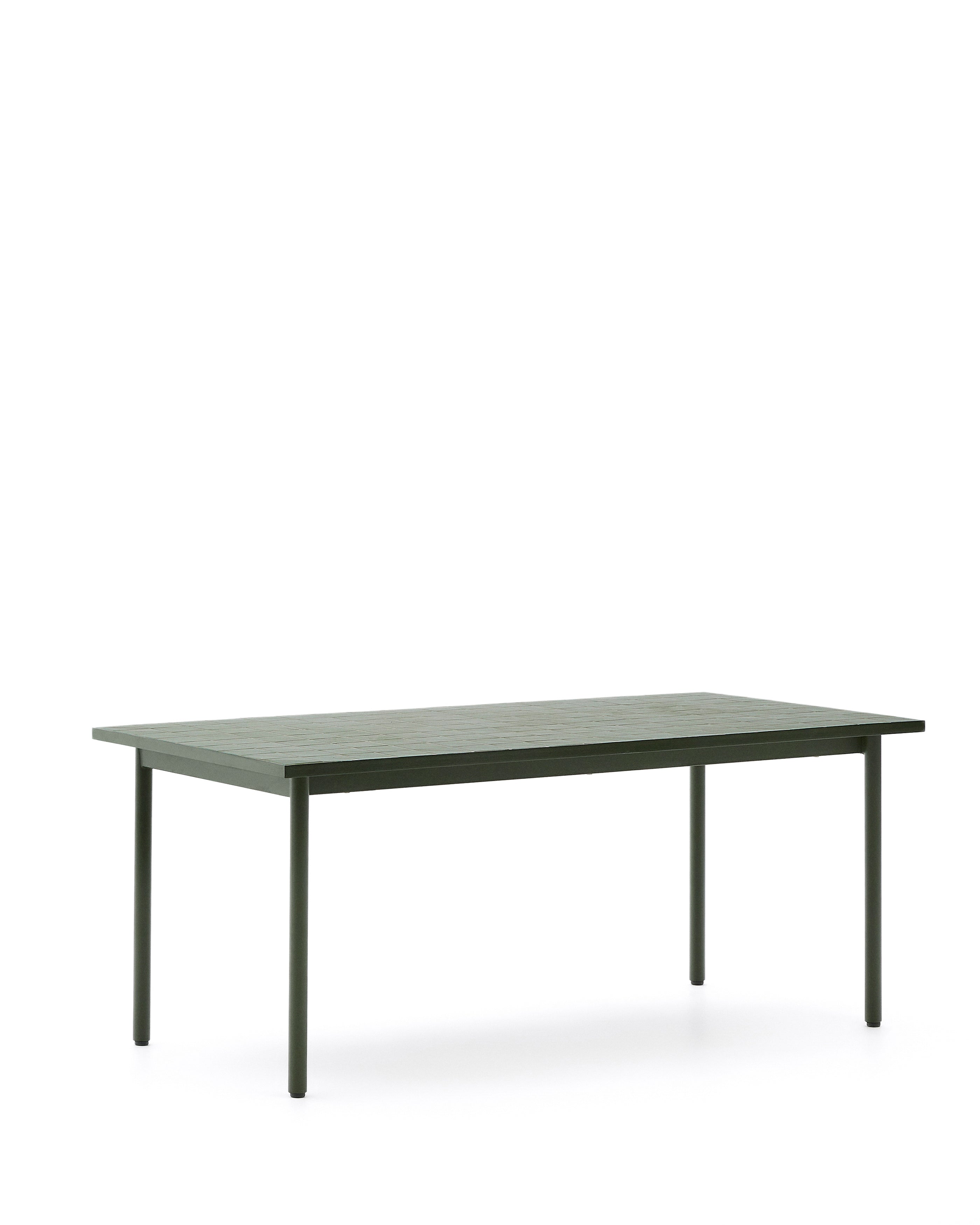 Maurina outdoor table in green galvanised steel with green tiles 223 x 101cm - Product Image