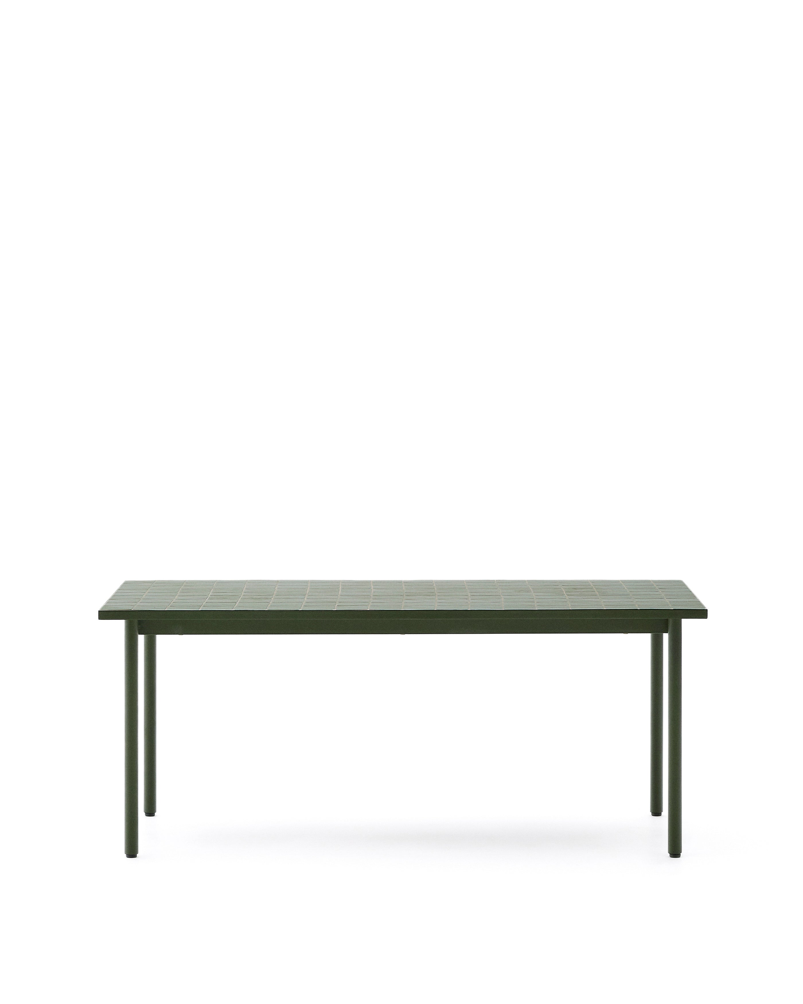 Maurina outdoor table in green galvanised steel with green tiles 223 x 101cm - Product Image