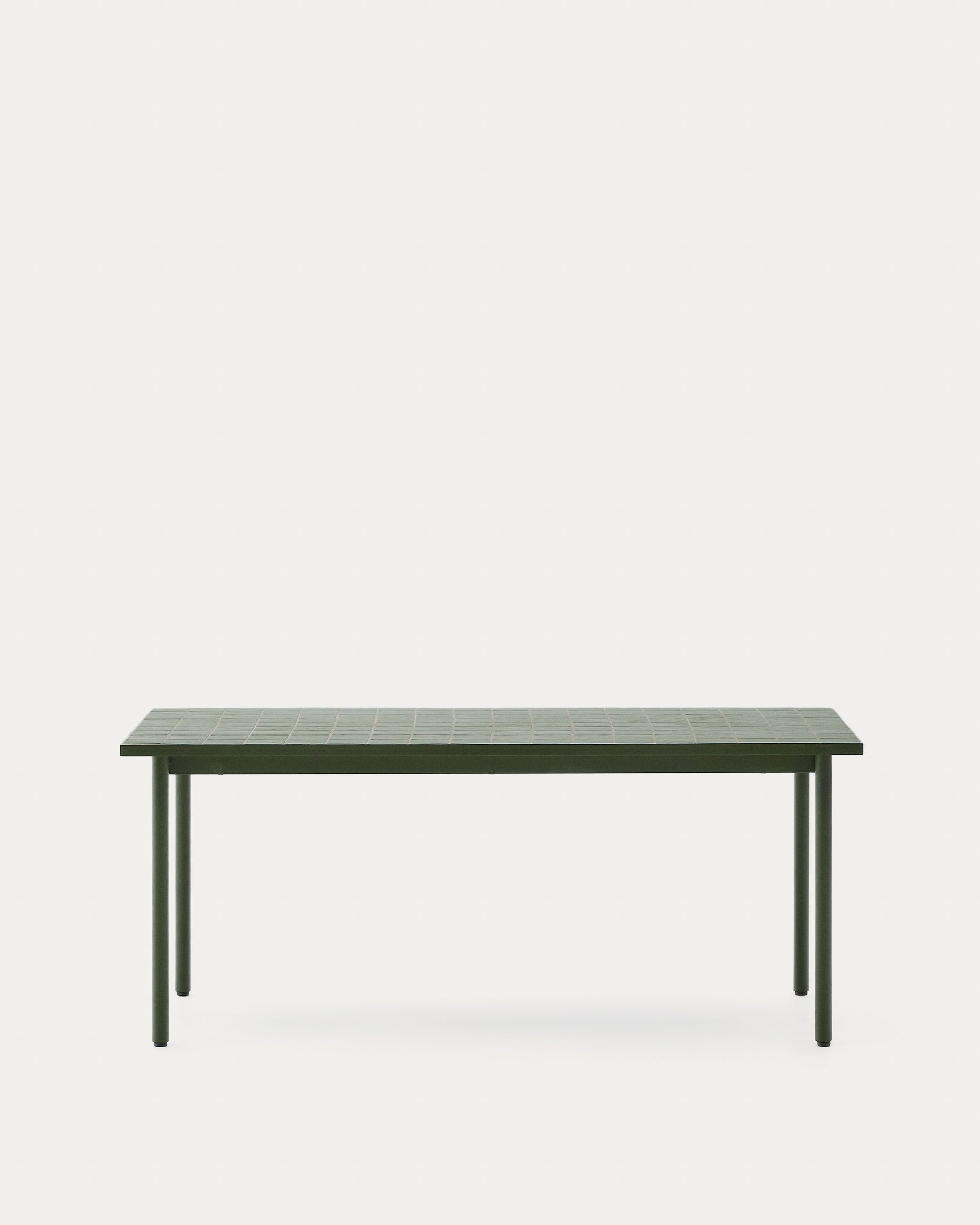 Maurina outdoor table in green galvanised steel with green tiles 223 x 101cm - Product View