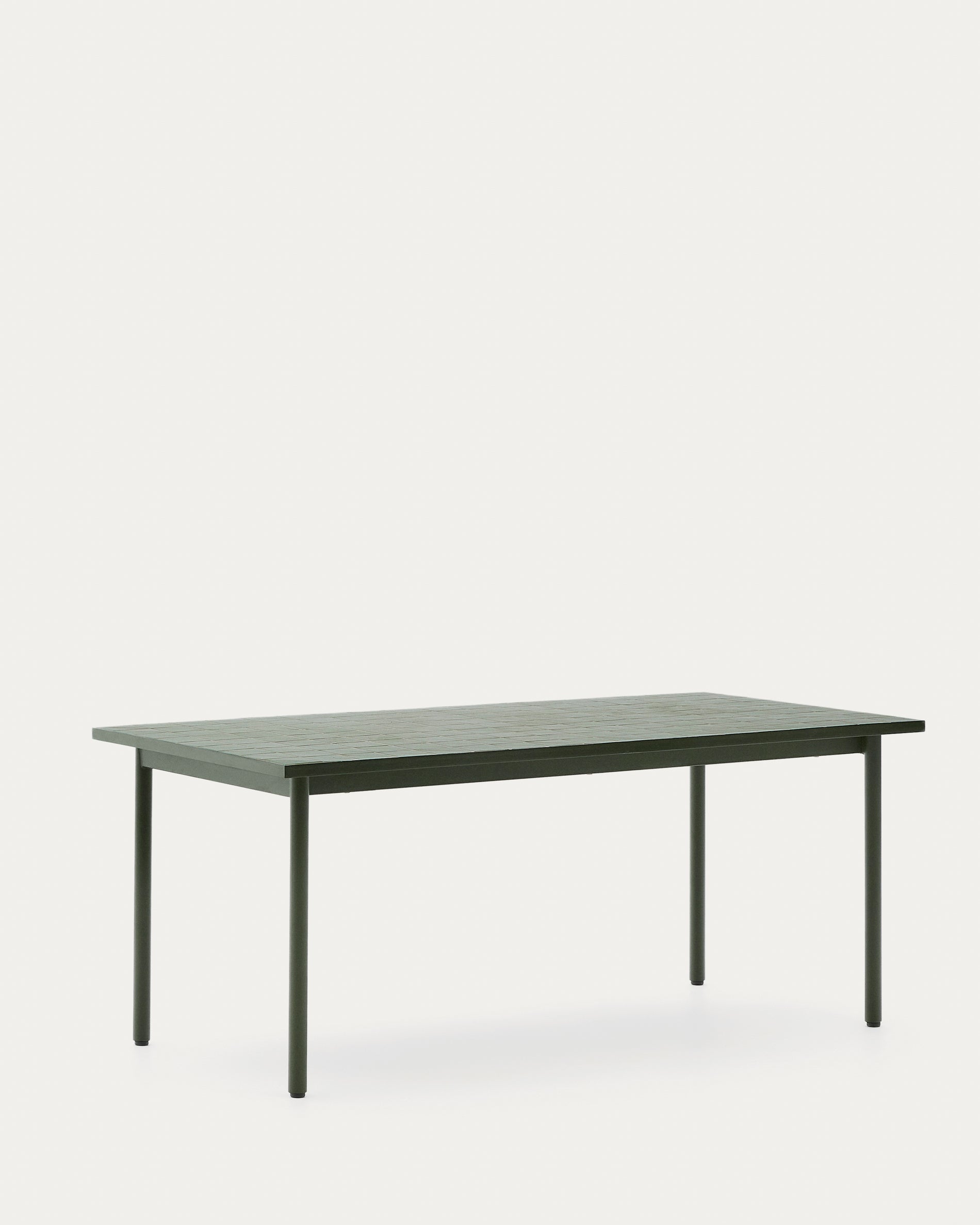 Maurina outdoor table in green galvanised steel with green tiles 223 x 101cm - Product View