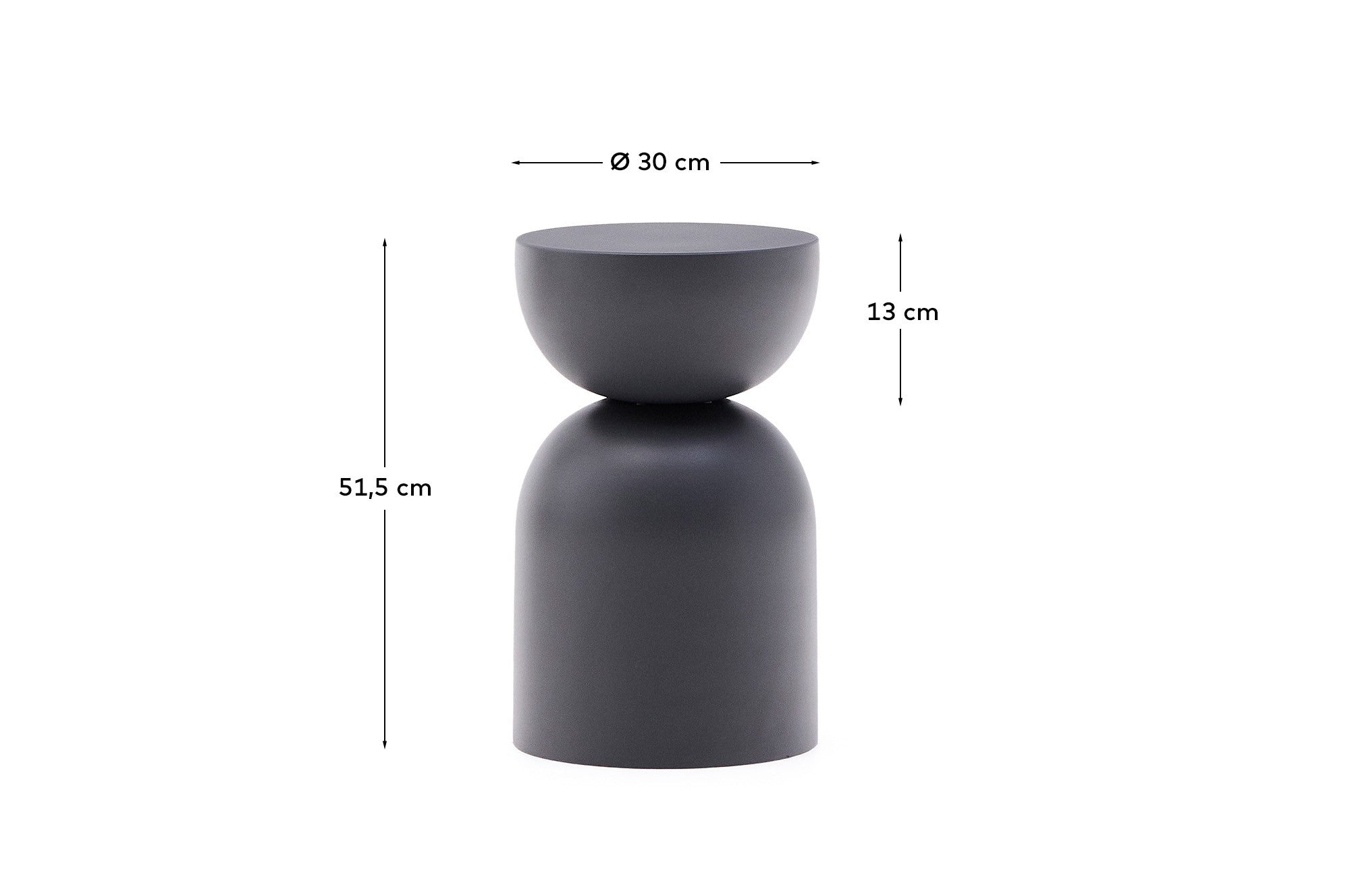 Side table Rachell made of metal with a grey painted finish Ø30 cm - Measurements