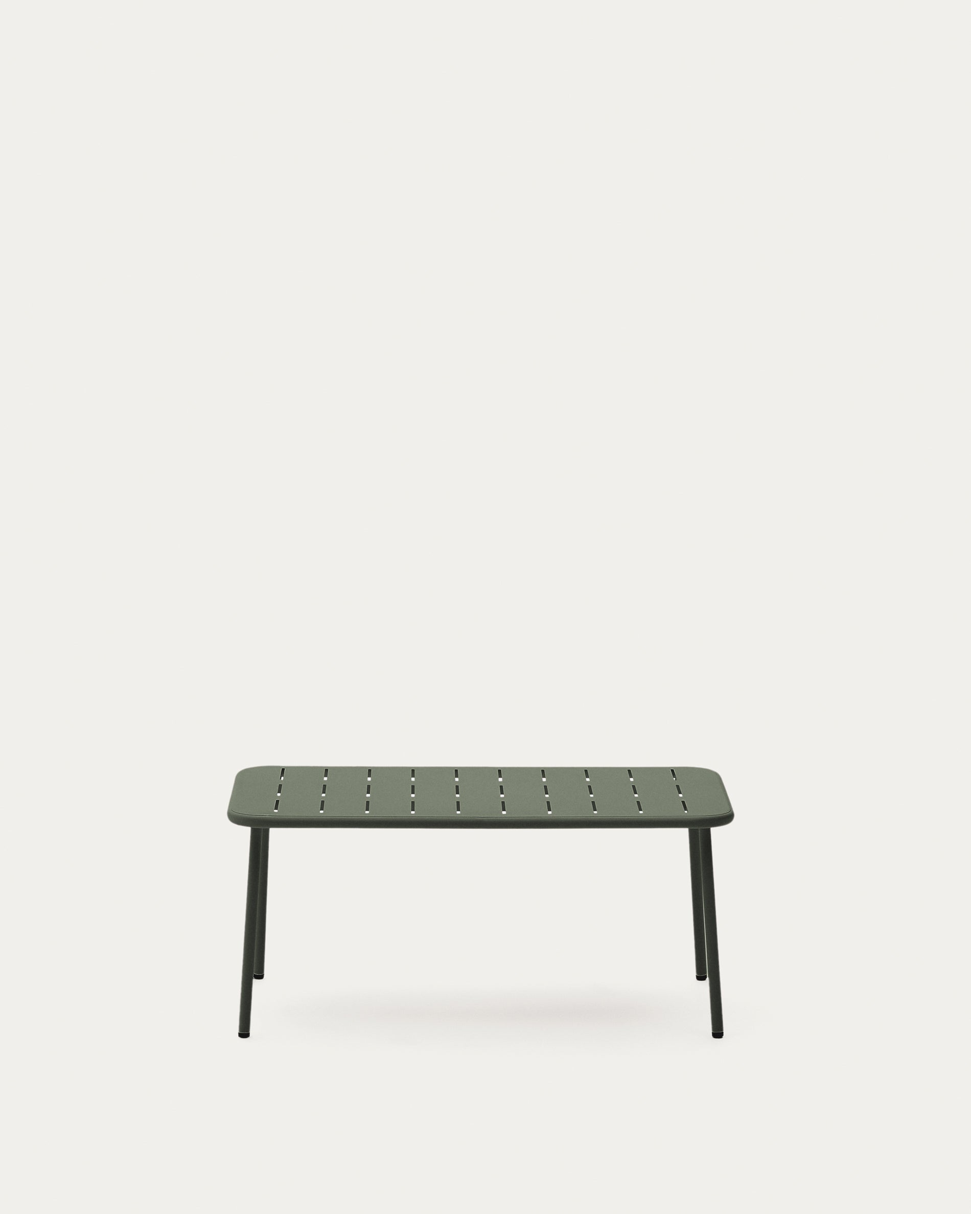 Zivia outdoor coffee table in green galvanised steel 90 x 50cm - Product View