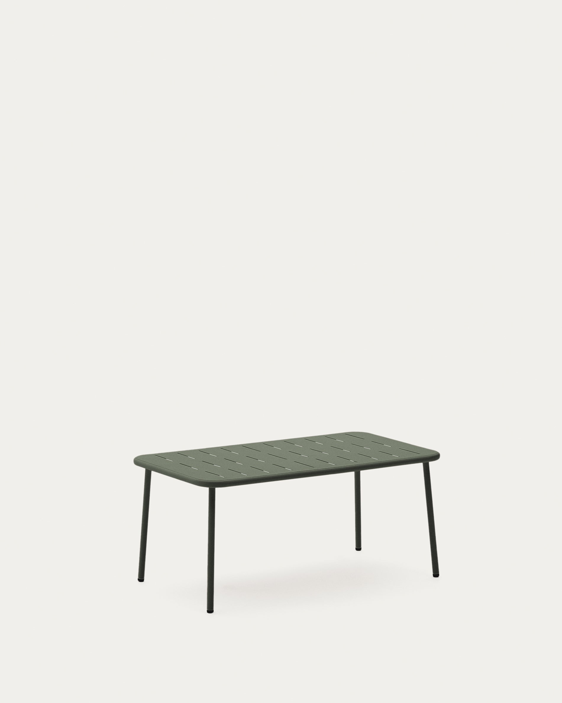 Zivia outdoor coffee table in green galvanised steel 90 x 50cm - Product View