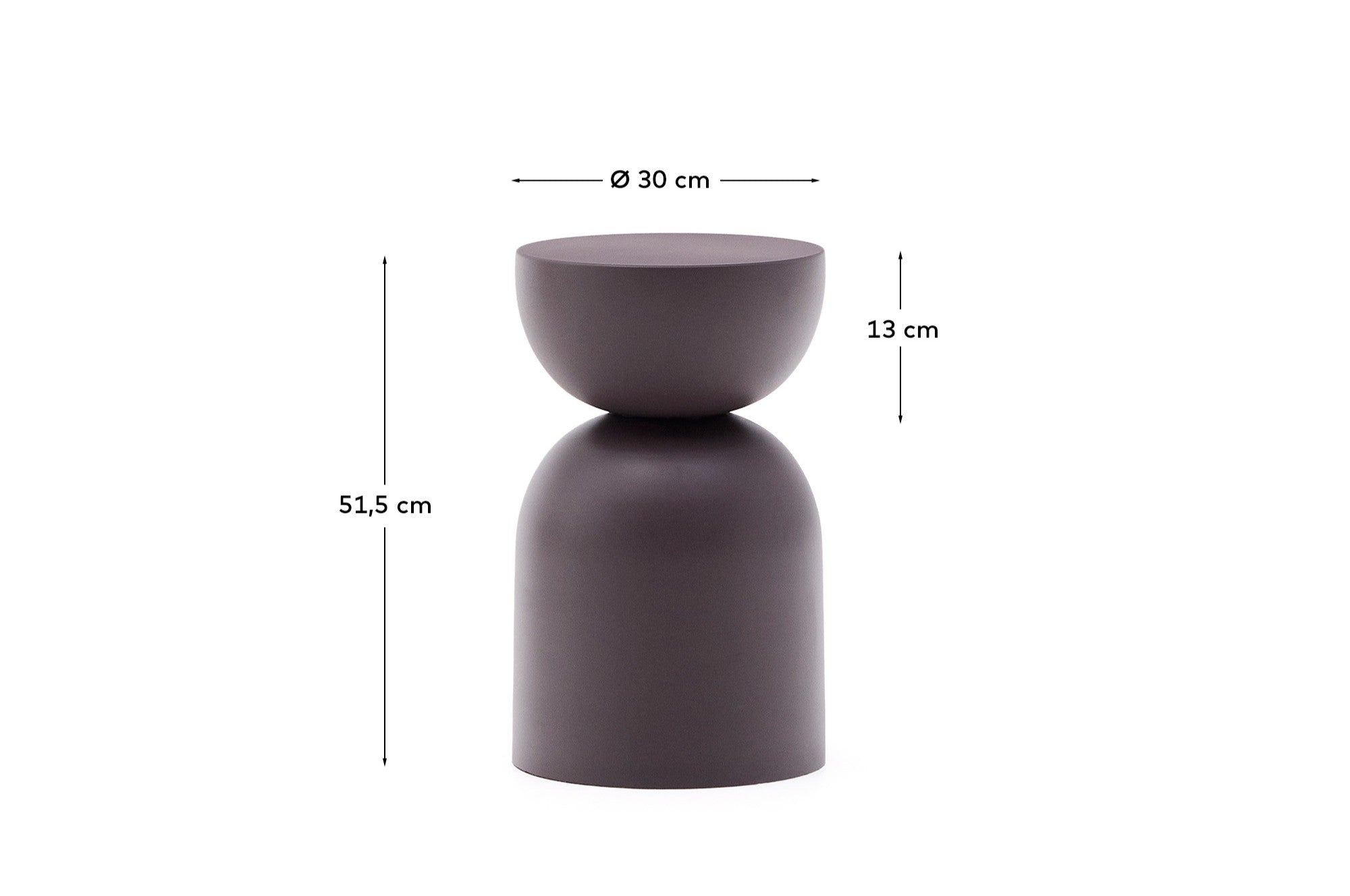 Side table Rachell made of metal with a purple painted finish Ø30 cm - Measurements