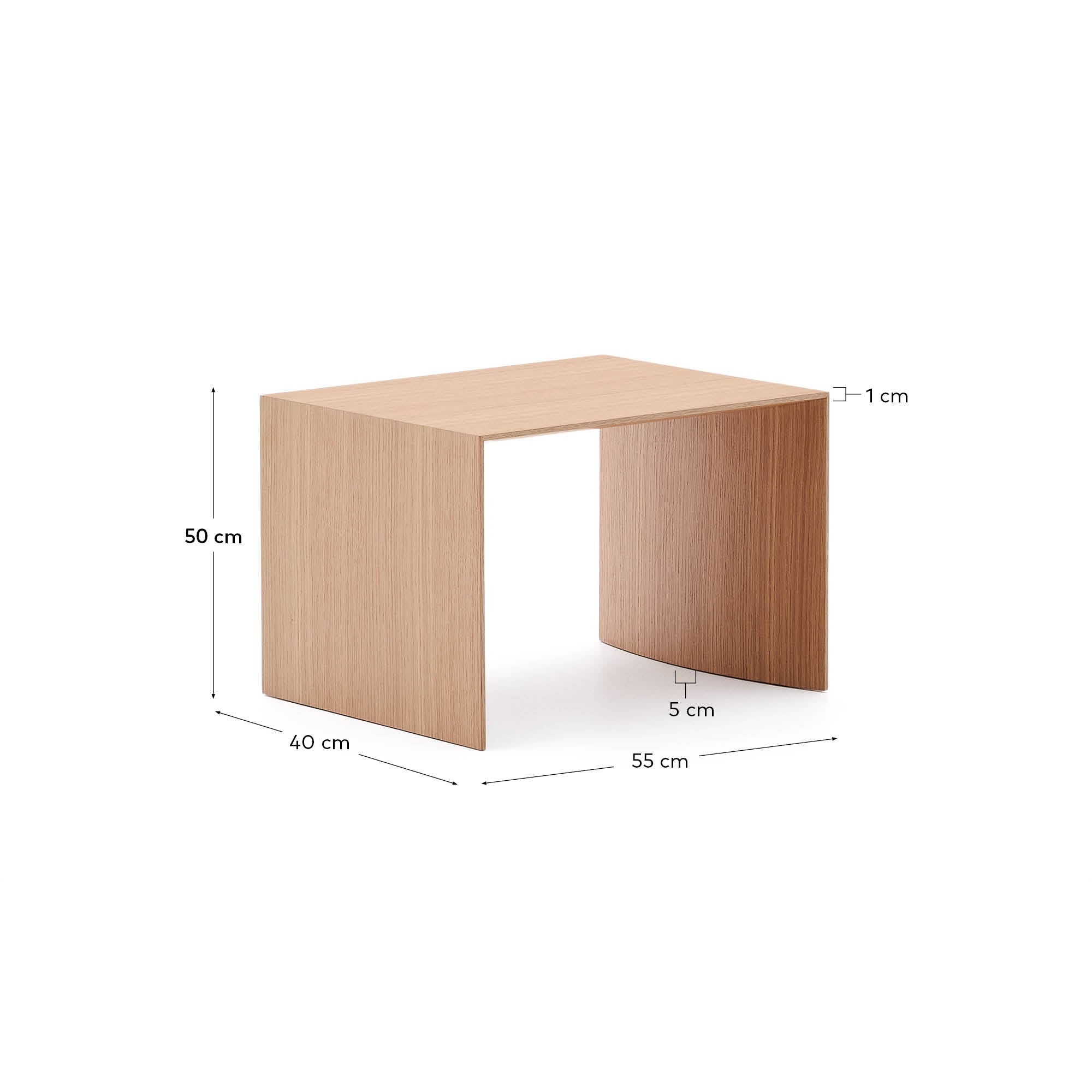 Litto oak veneer FSC Mix Credit side table, 55 x 40 cm - Measurements