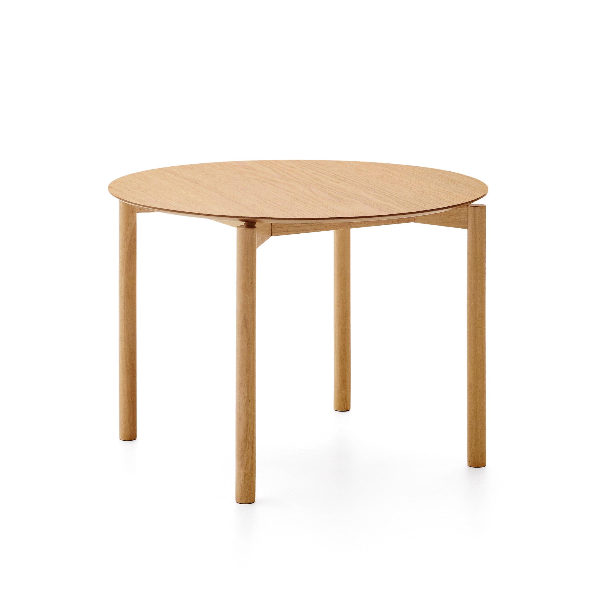 Indara round table in ash veneer with natural finish Ø110 cm - Product Image