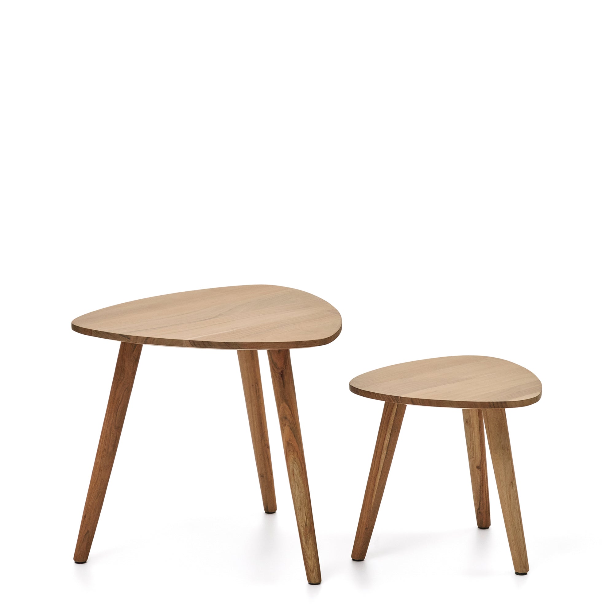 Duvani set of 2 side tables in solid acacia wood with bleached finish - Product Image