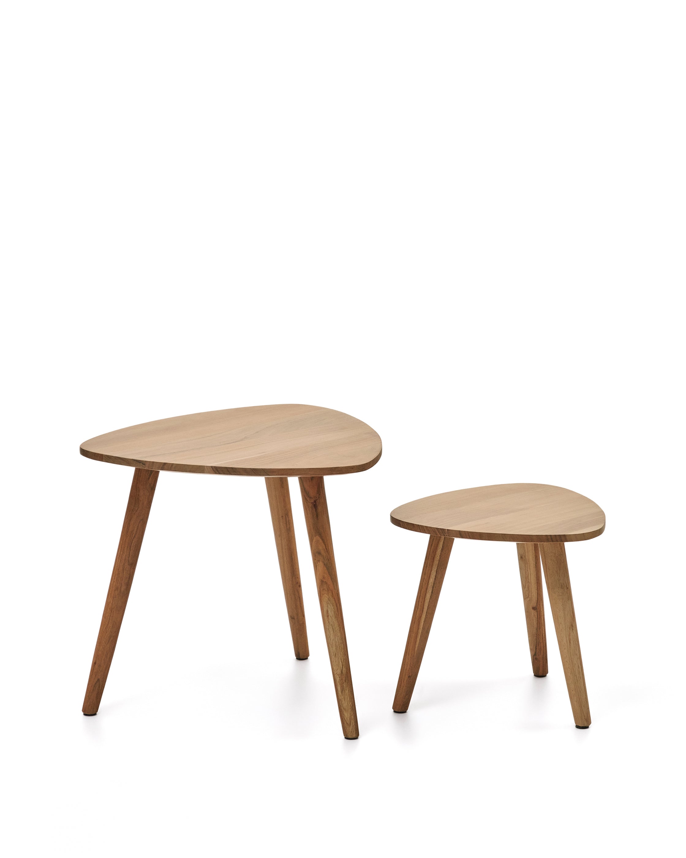 Duvani set of 2 side tables in solid acacia wood with bleached finish - Product Image