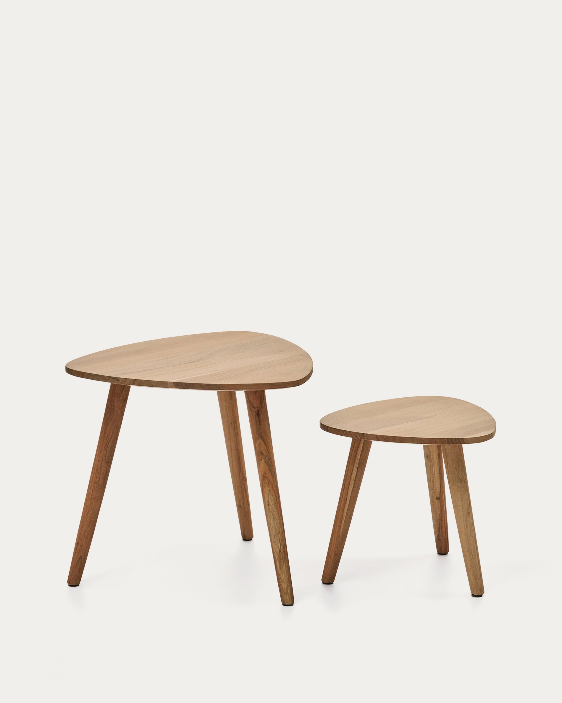 Duvani set of 2 side tables in solid acacia wood with bleached finish - Product View