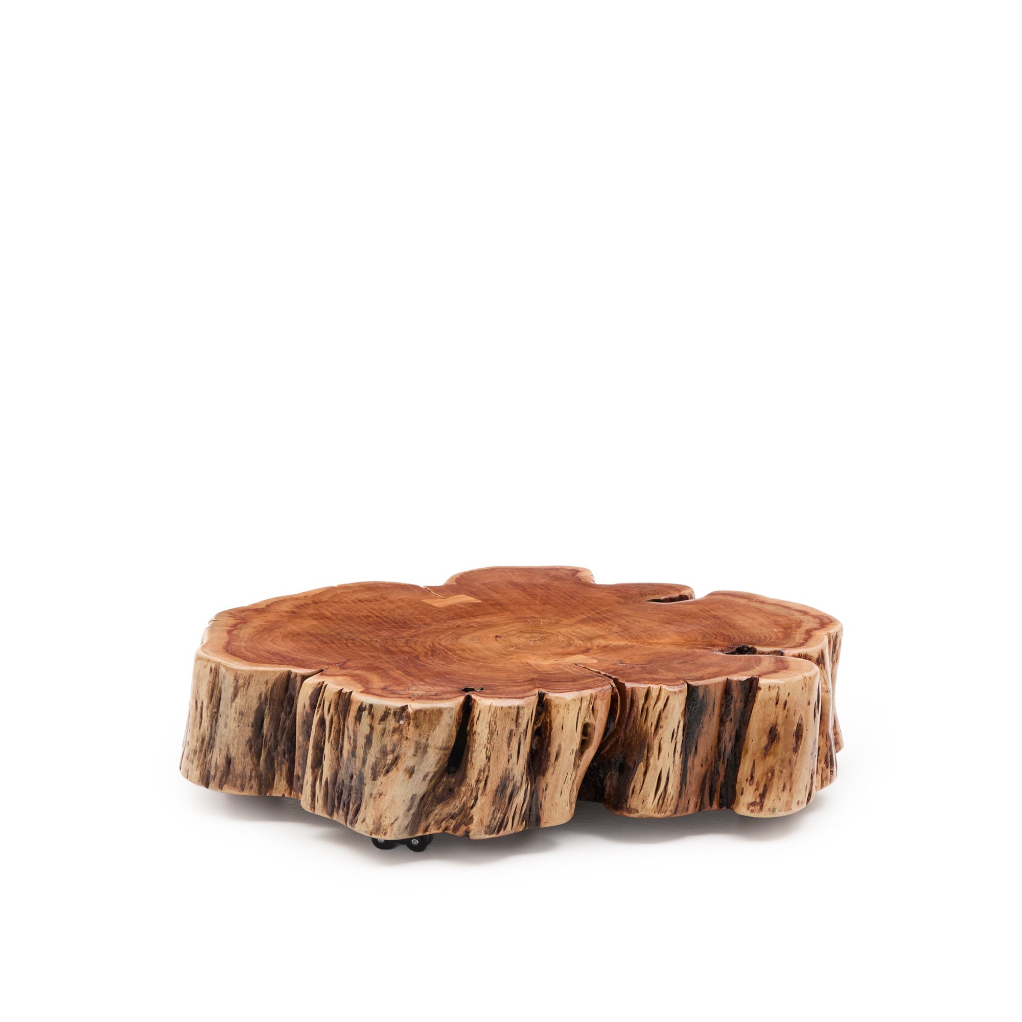 Tavine coffee table in solid acacia wood with bleached finish with wheels Ø65cm - Product Image