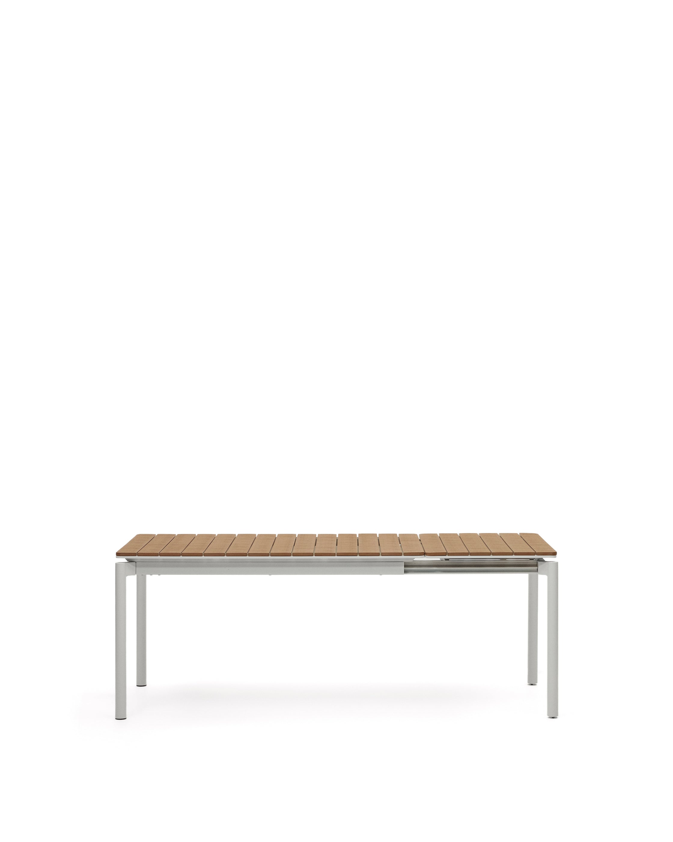 Canyelles outdoor extendable table in polywood and aluminium in light grey 140 (200) x 90cm - Product Image