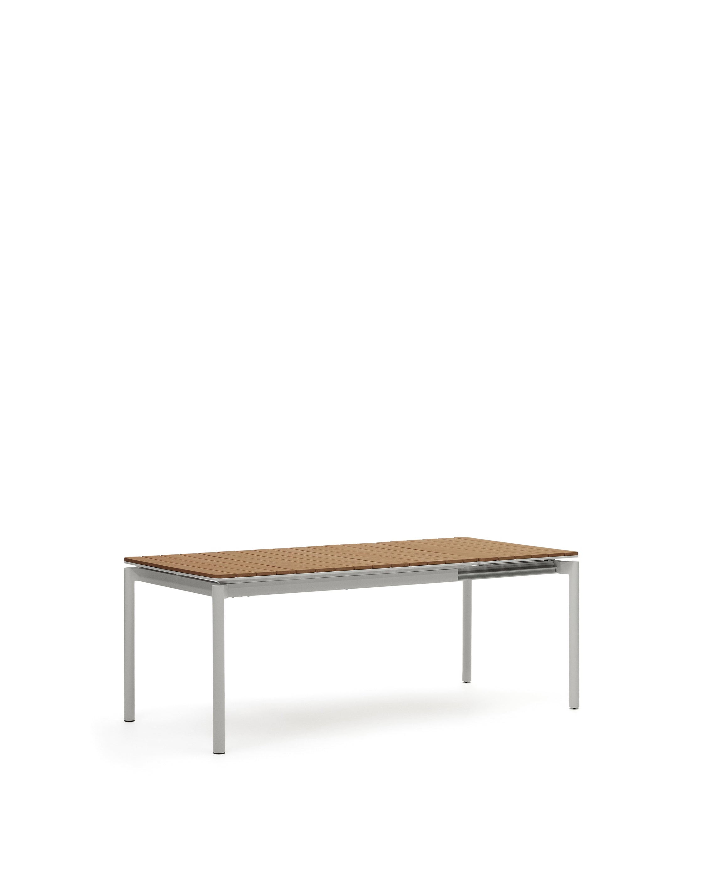 Canyelles outdoor extendable table in polywood and aluminium in light grey 140 (200) x 90cm - Product Image